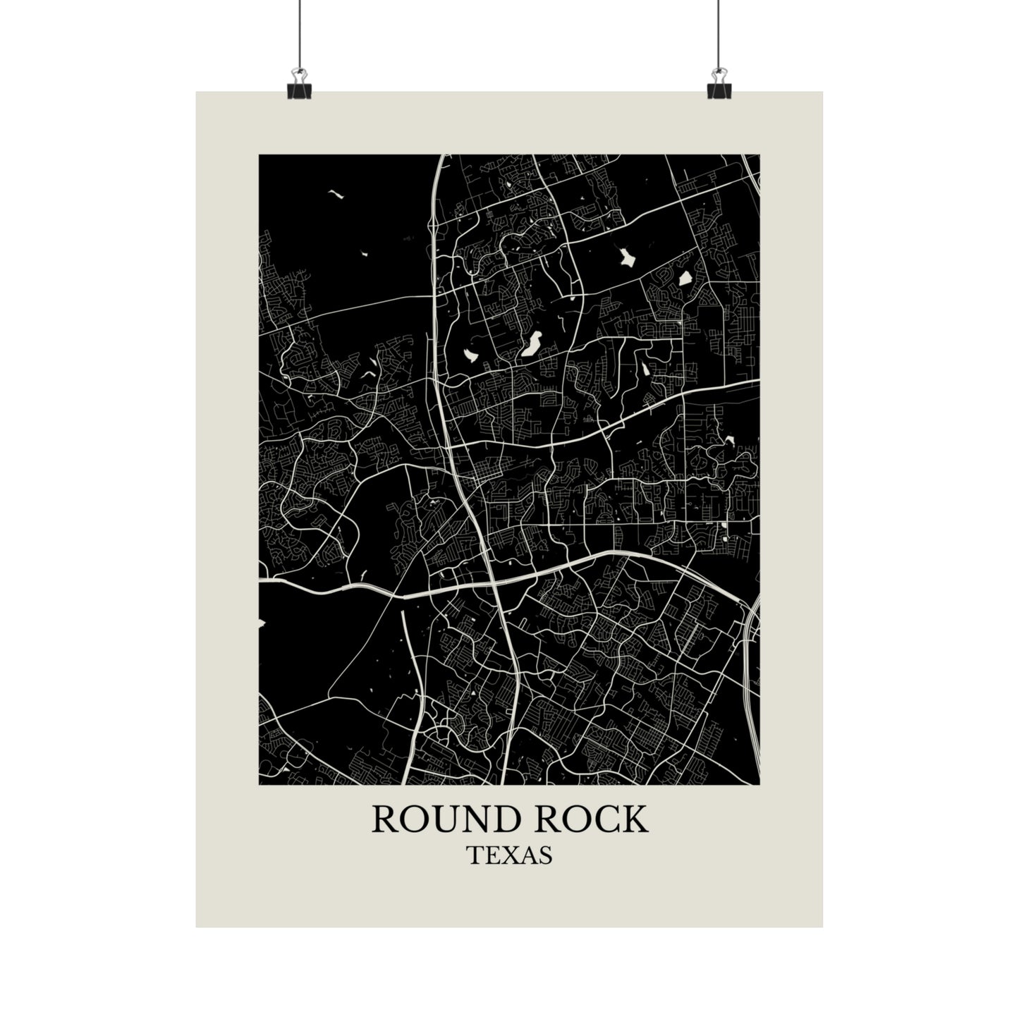 Round Rock Texas Map Print