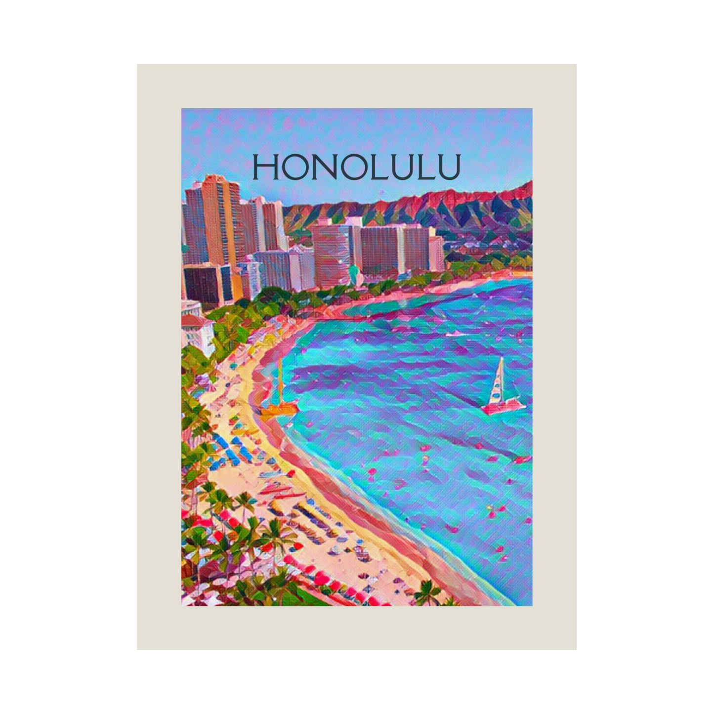 Honolulu Hawaii City Painting Poster