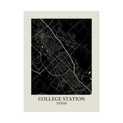 College Station Texas Map Print