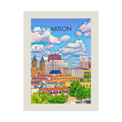 Akron Ohio City Painting Poster