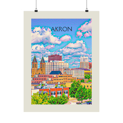 Akron Ohio City Painting Poster