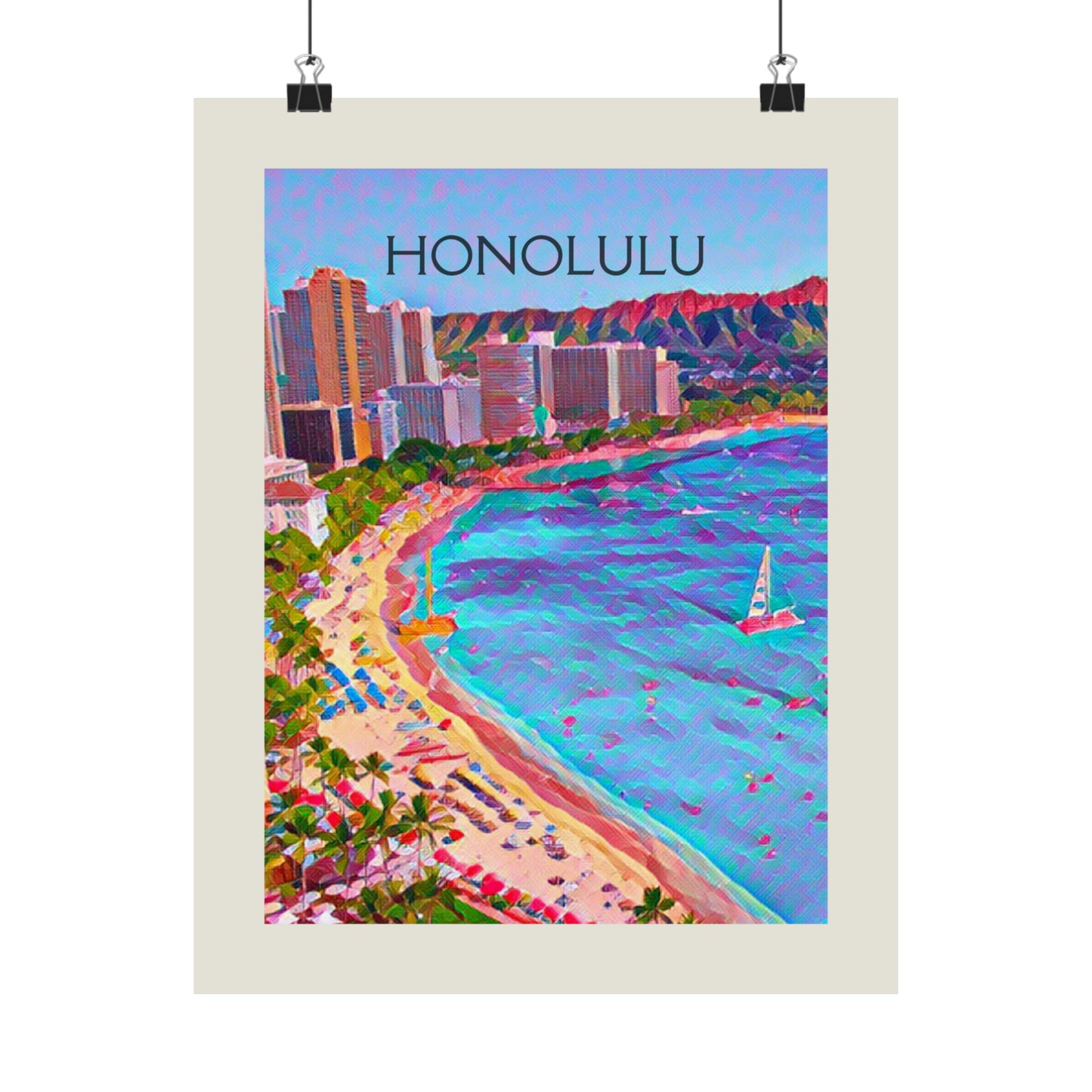 Honolulu Hawaii City Painting Poster