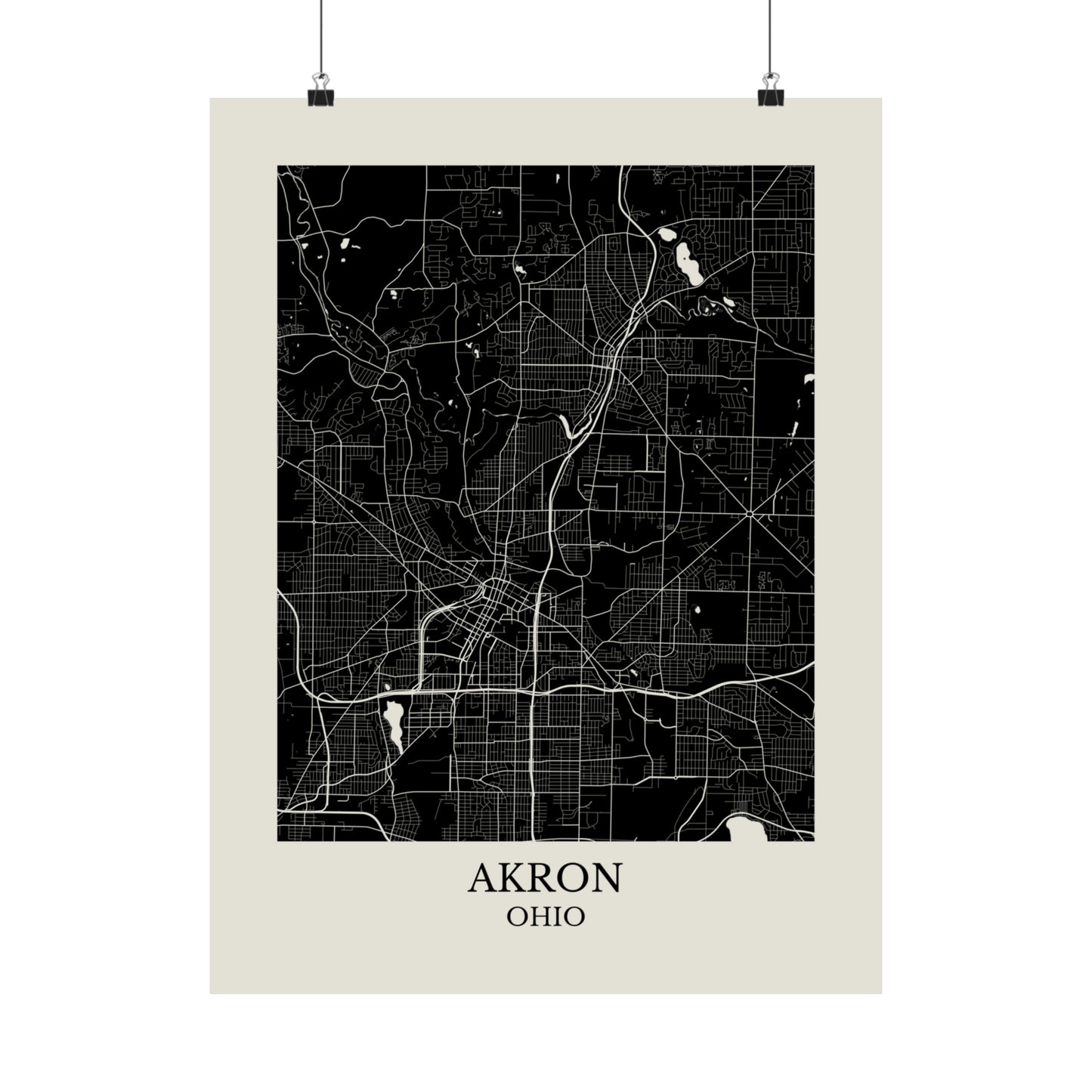 Akron Ohio Map Print