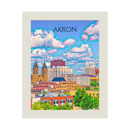 Akron Ohio City Painting Poster