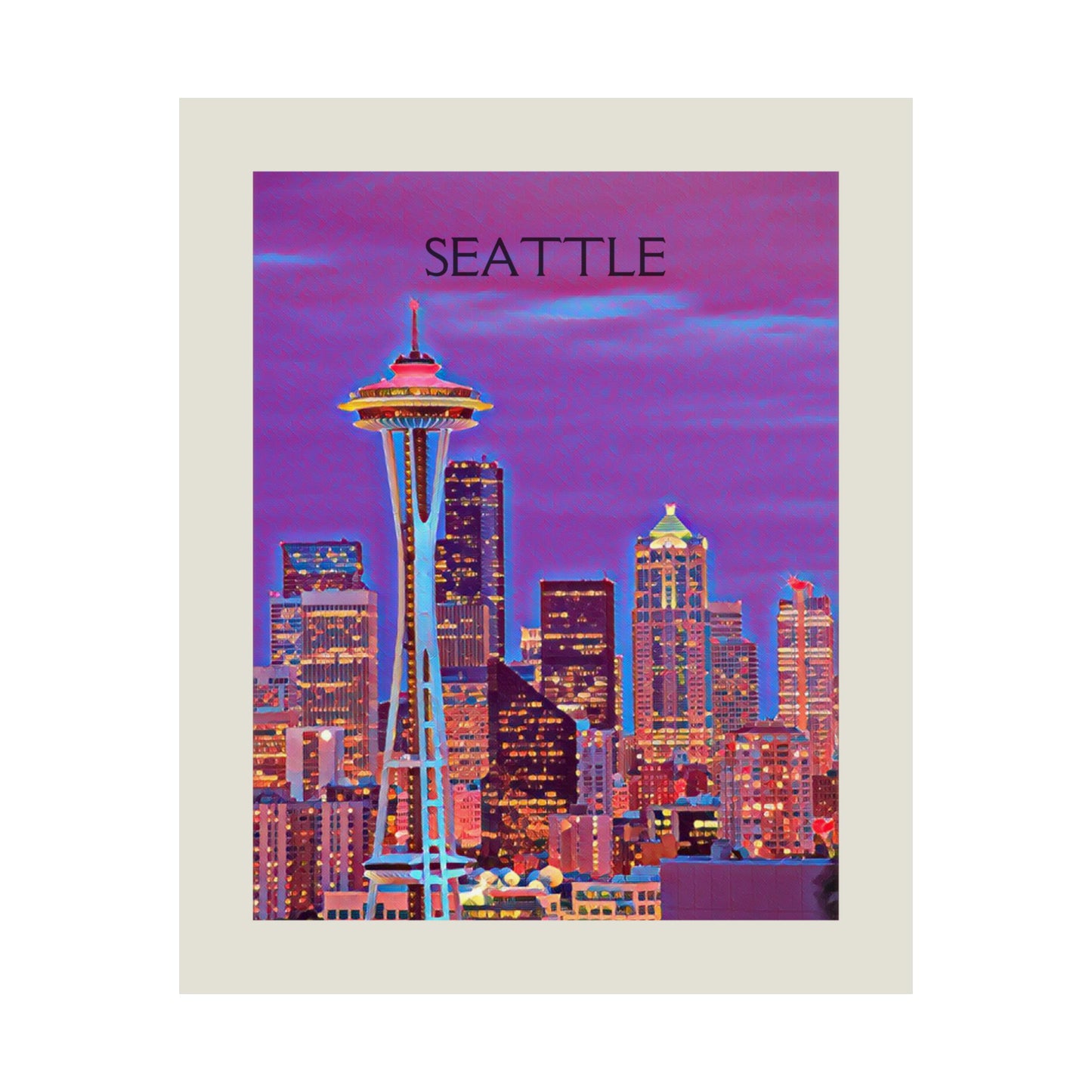 Seattle Washington City Painting Poster