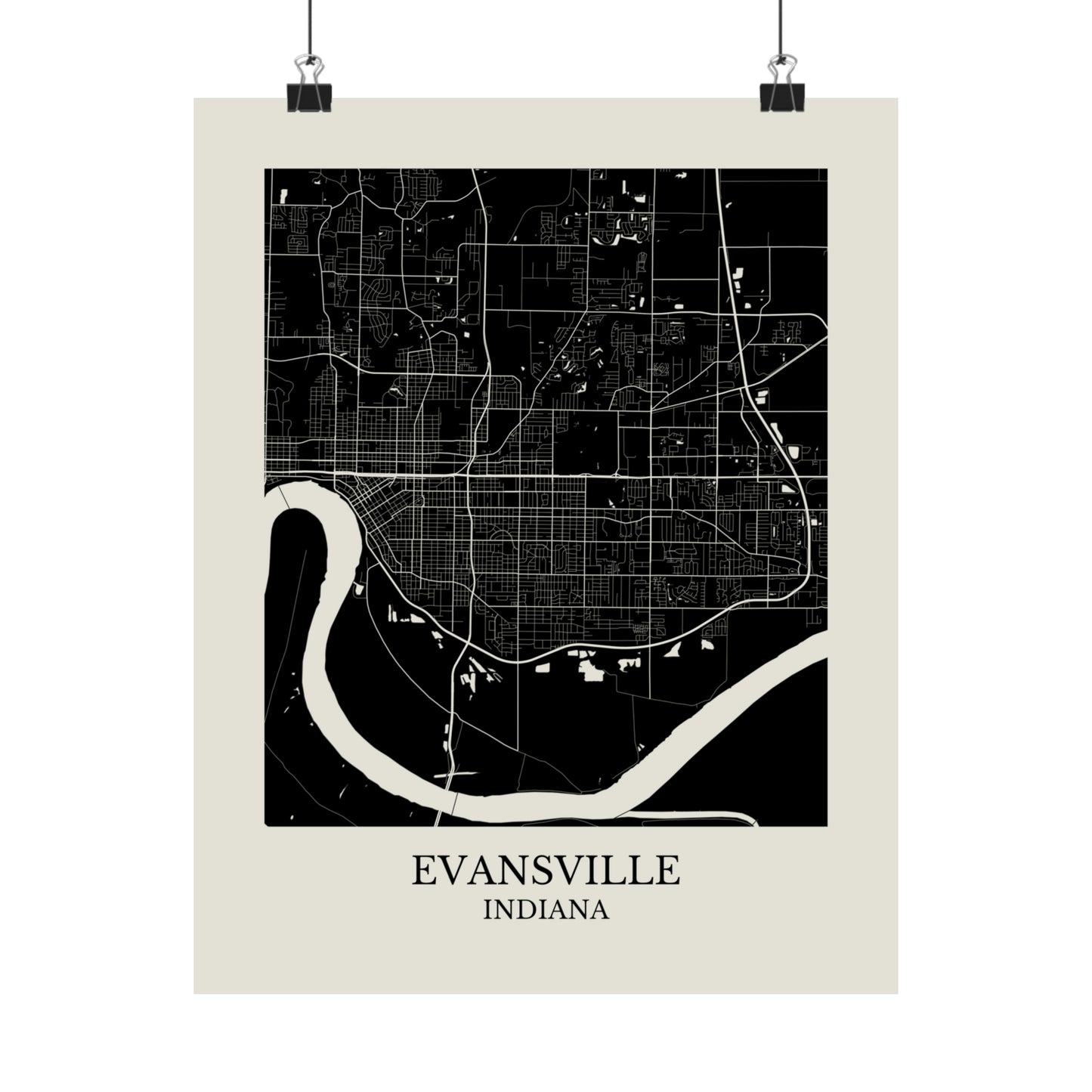 Evansville Indiana Map Print