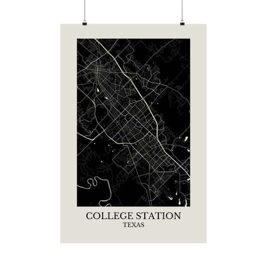 College Station Texas Map Print