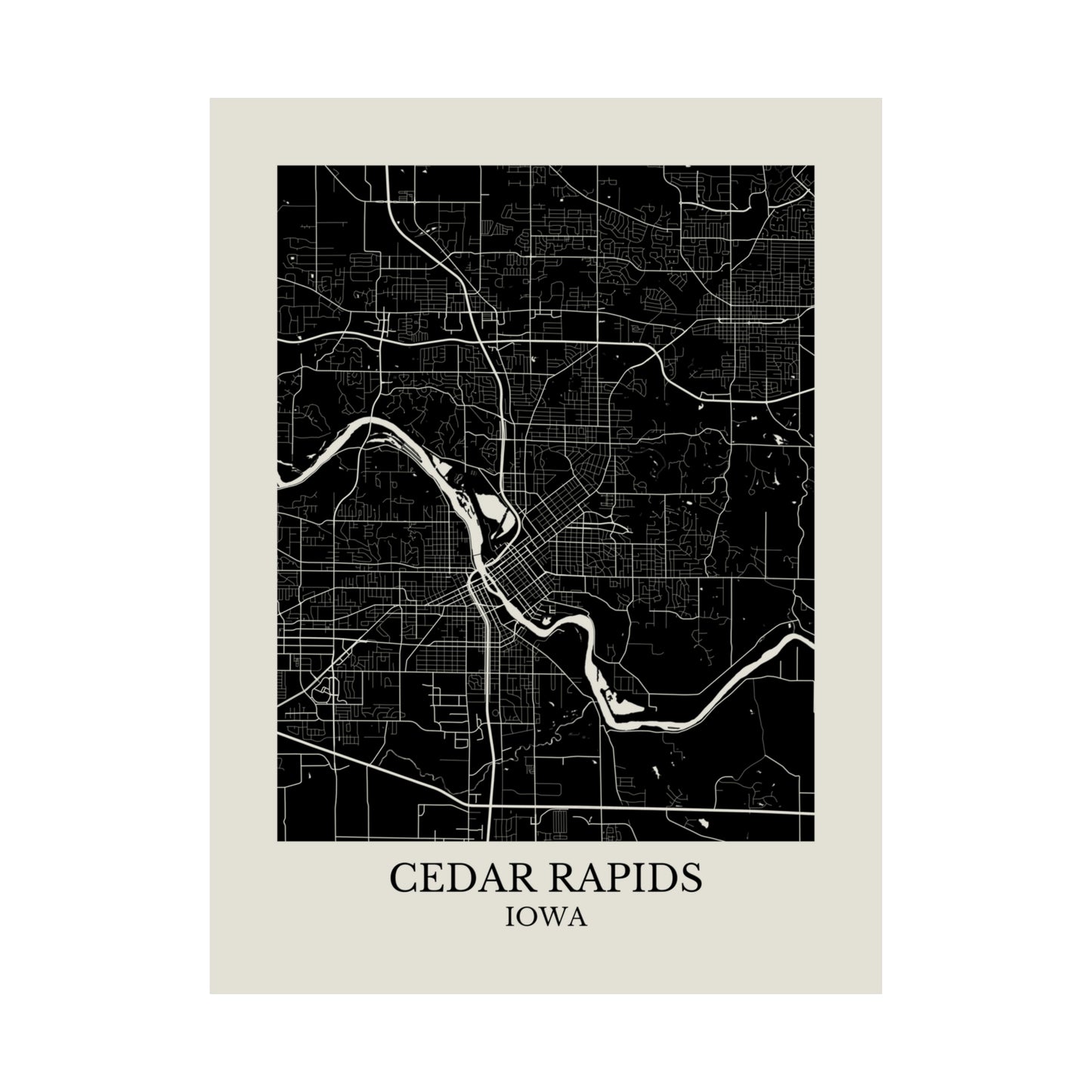 Cedar Rapids Iowa Map Print