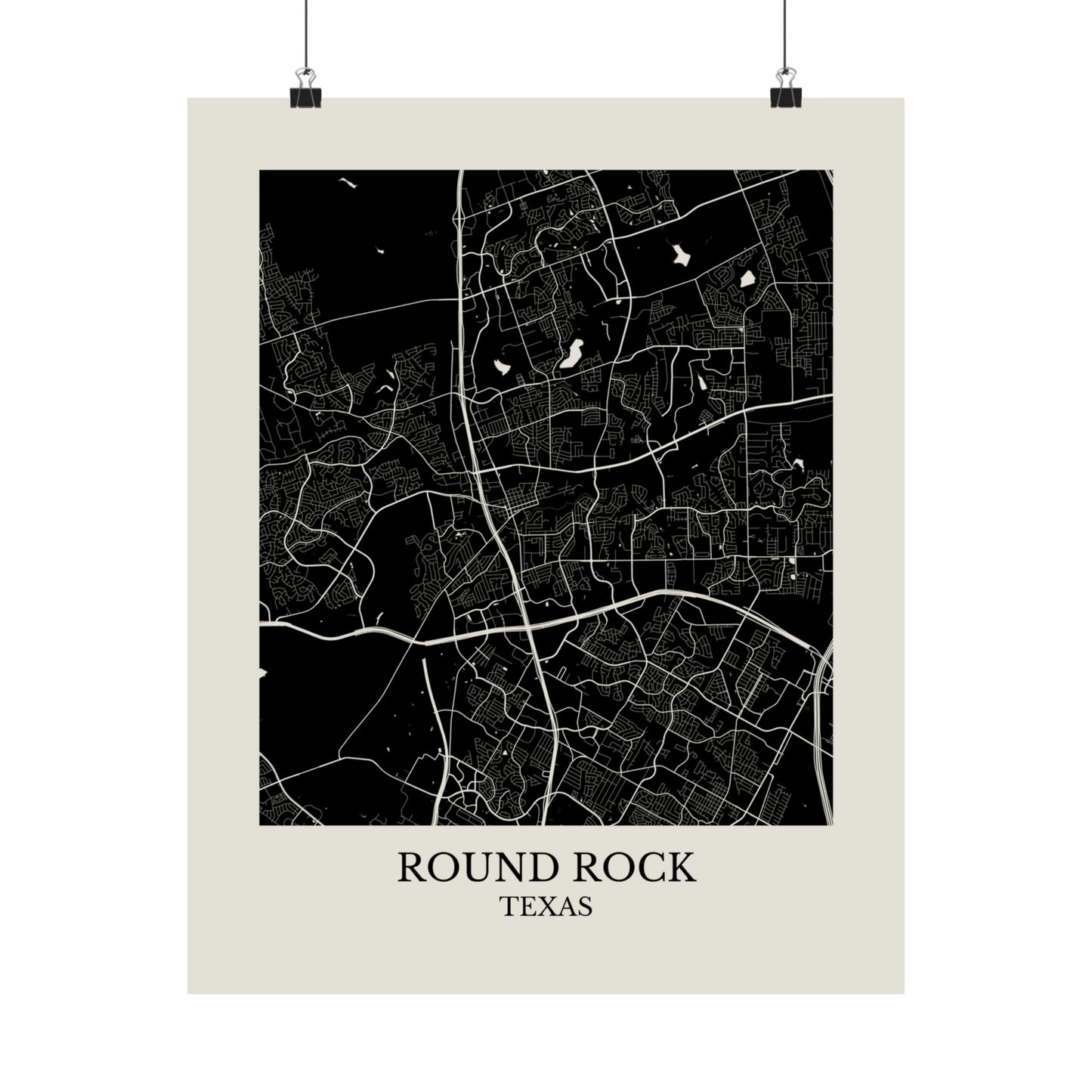 Round Rock Texas Map Print