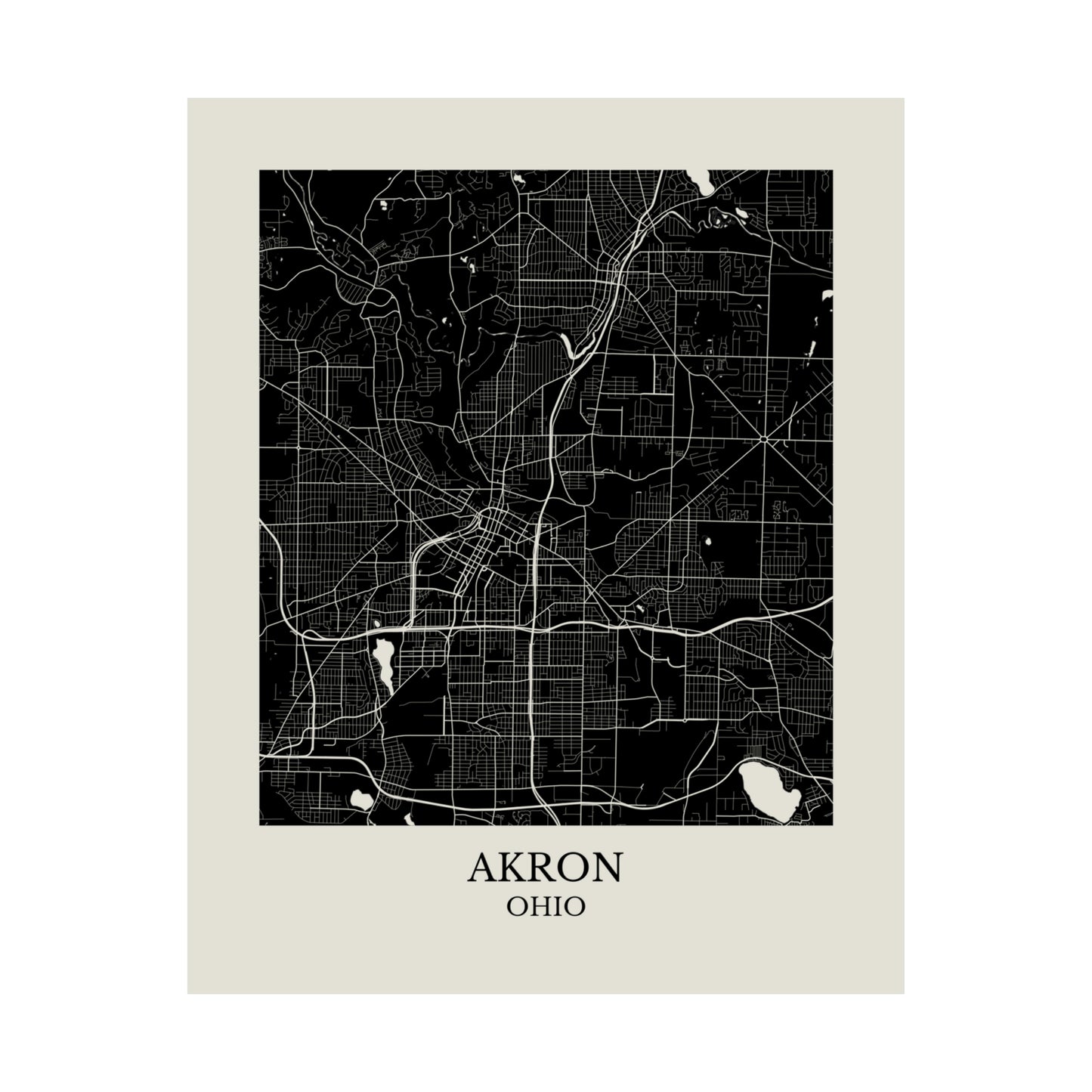 Akron Ohio Map Print