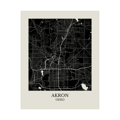 Akron Ohio Map Print