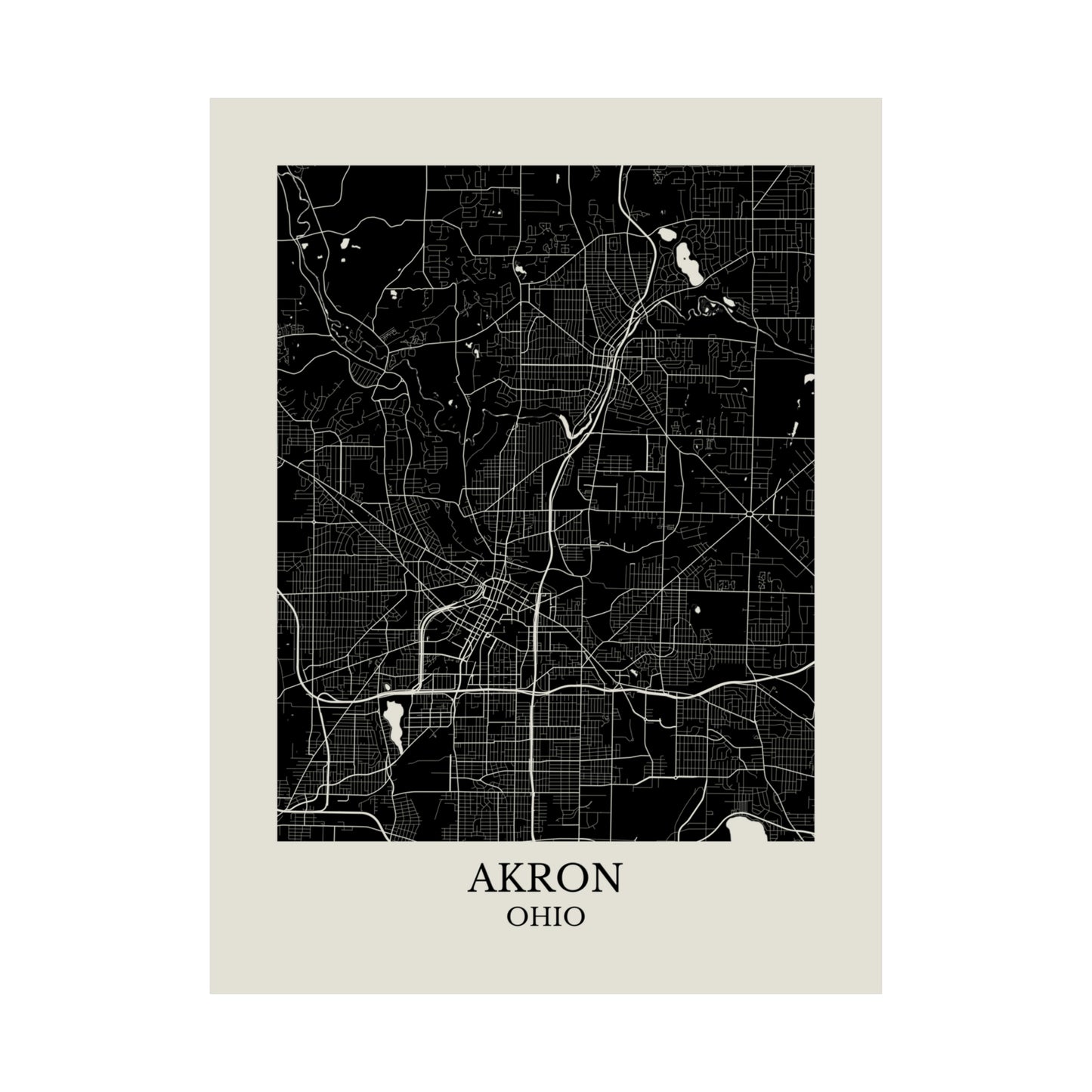 Akron Ohio Map Print