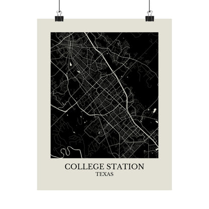 College Station Texas Map Print