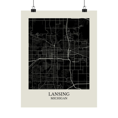 Lansing Michigan Map Print