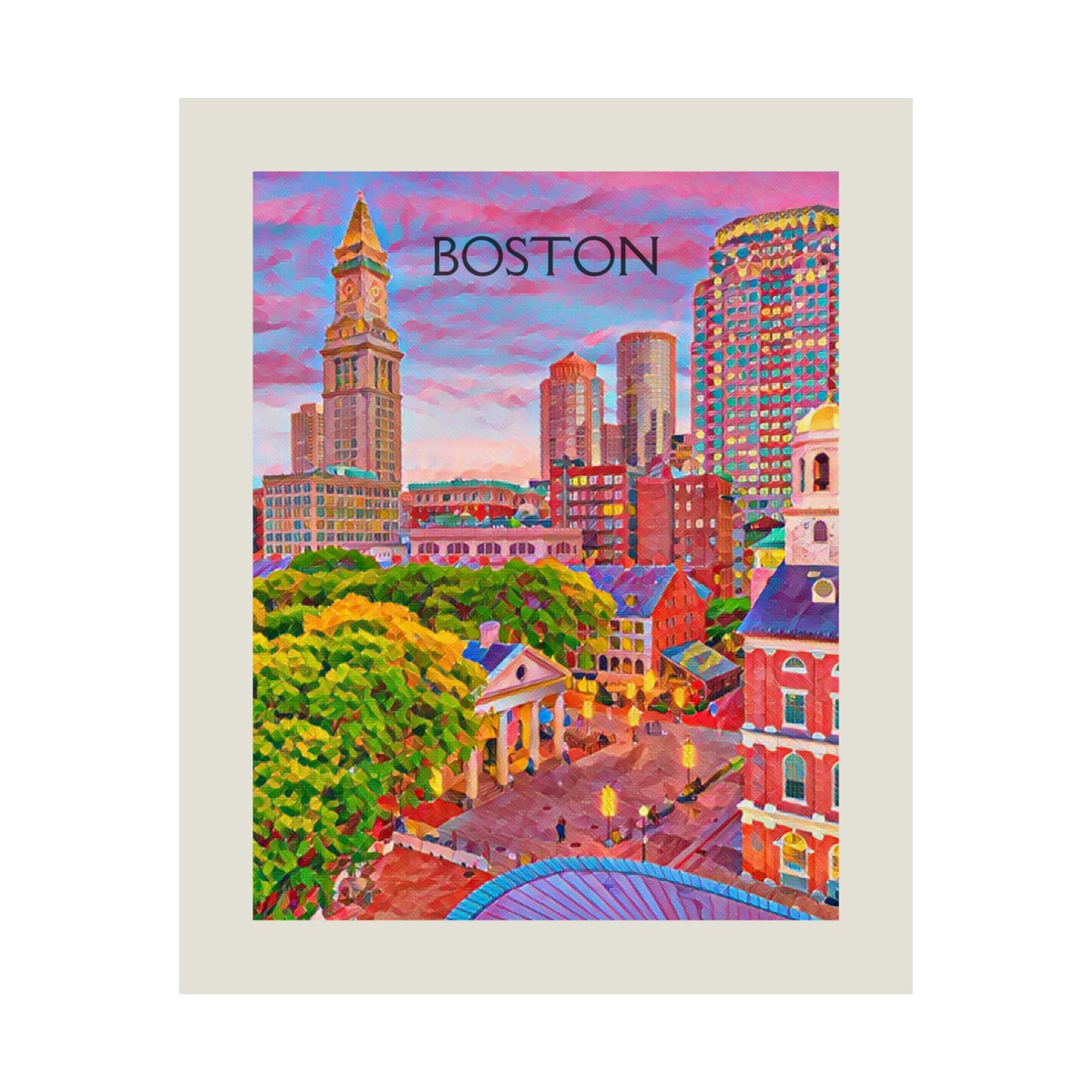 Boston Massachusetts City Painting Poster