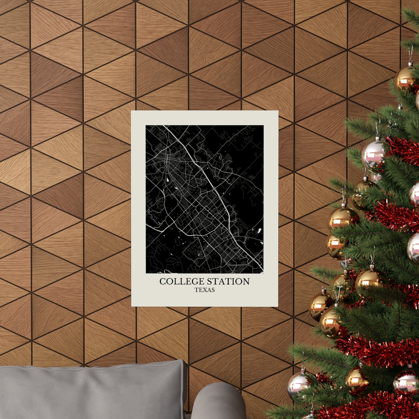 College Station Texas Map Print