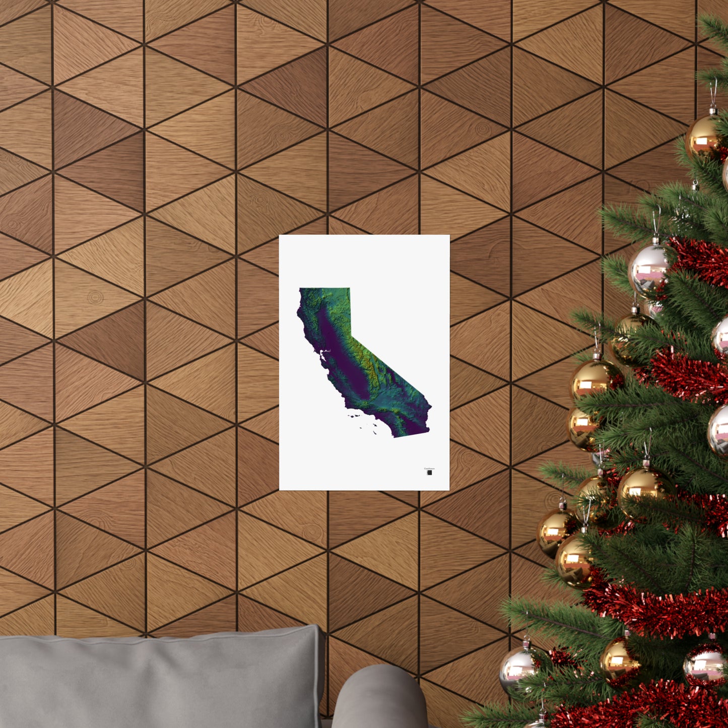 California Elevation Map Poster