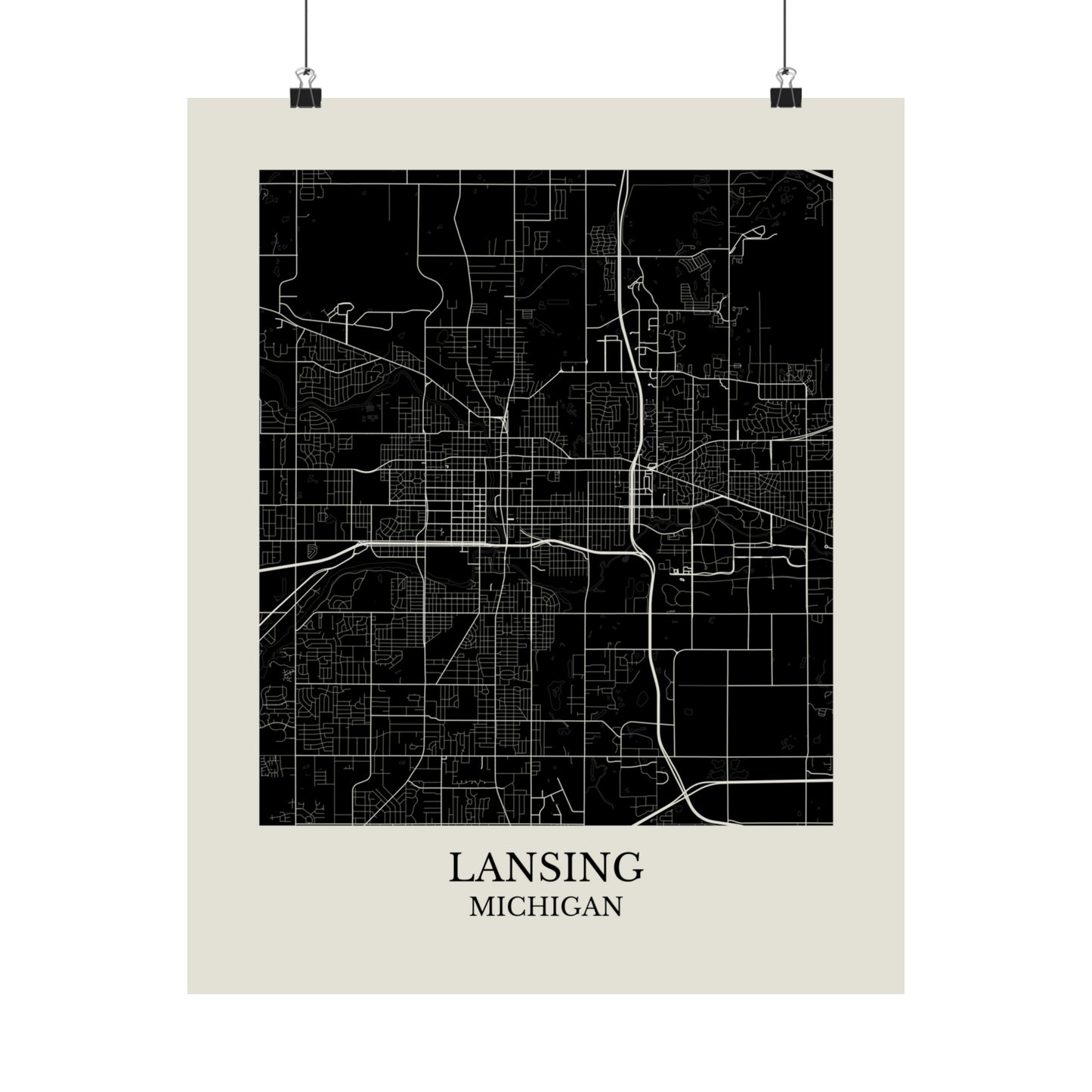 Lansing Michigan Map Print