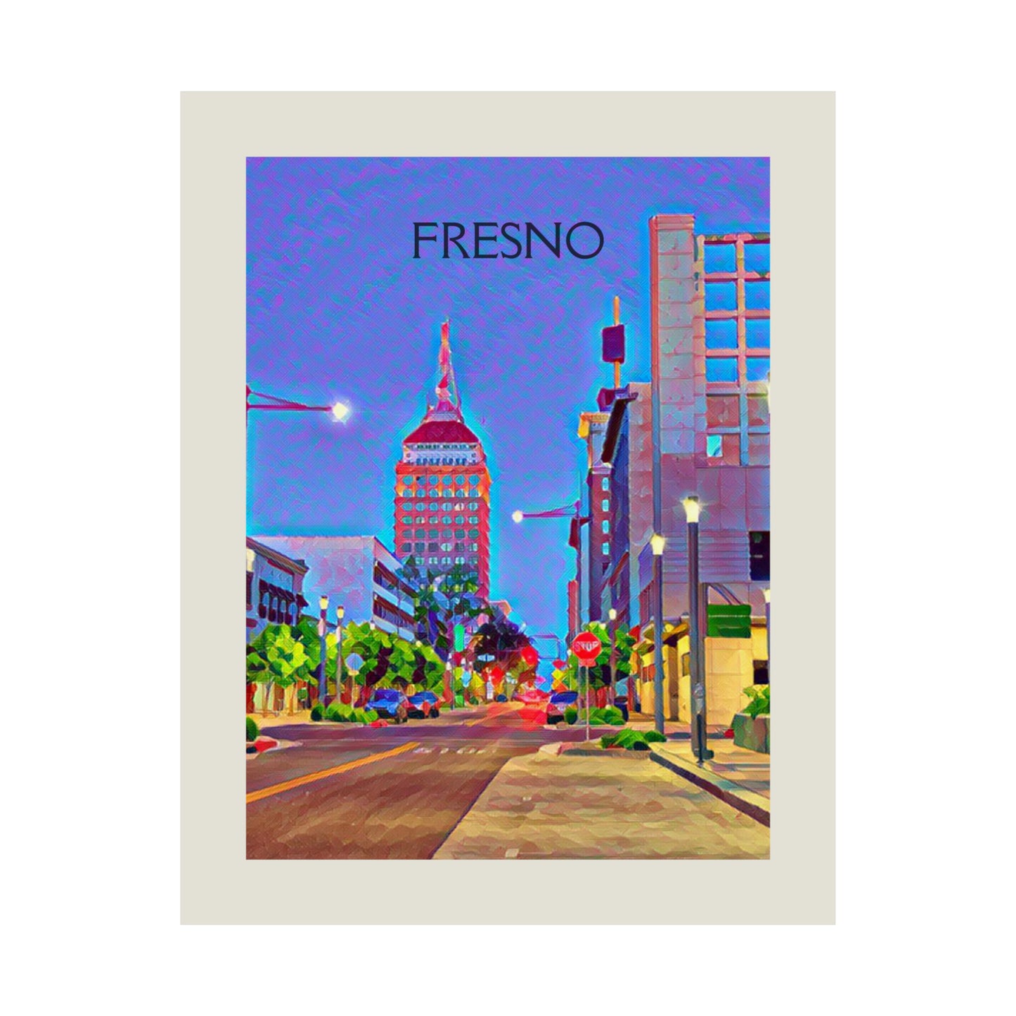 Fresno California City Painting Poster