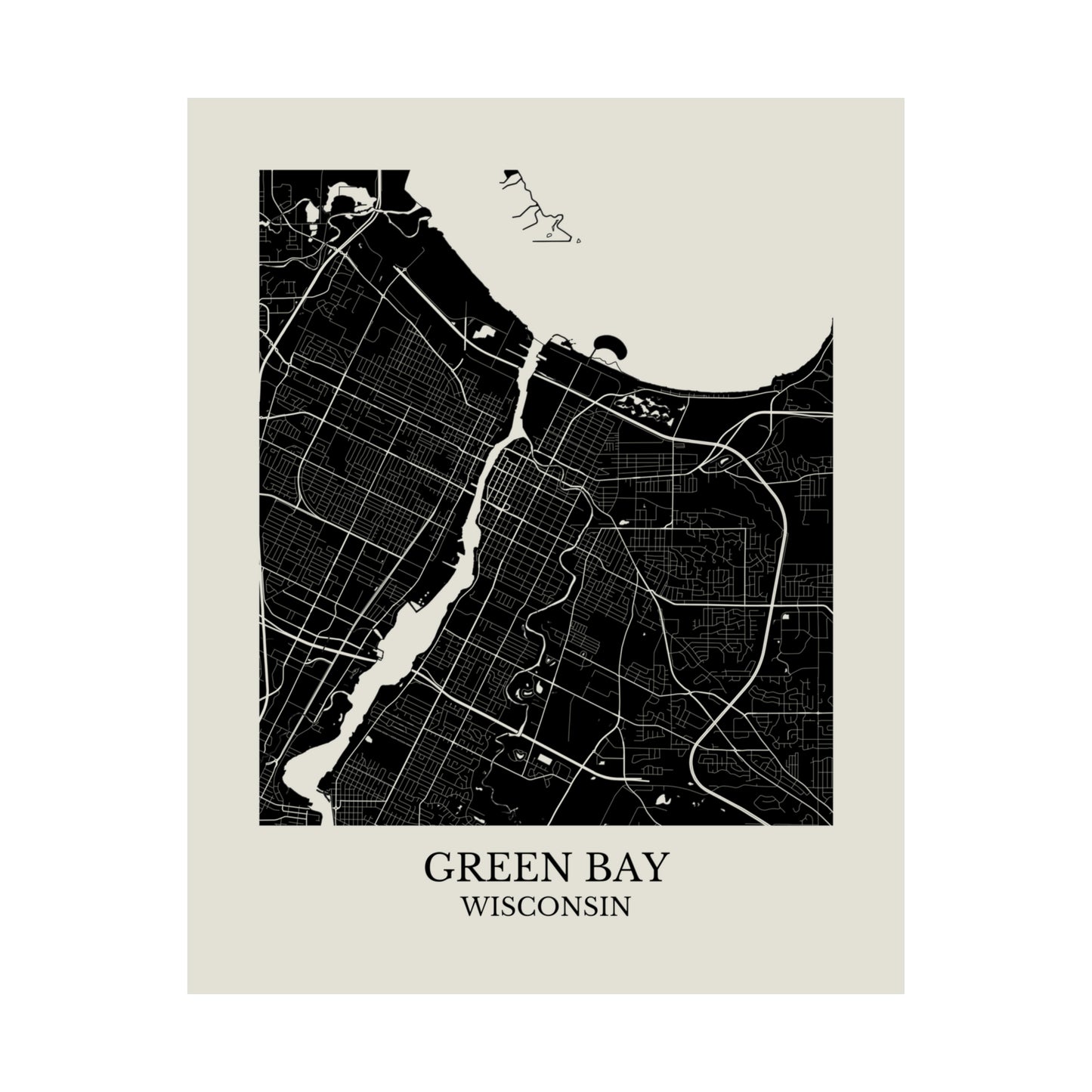 Green Bay Wisconsin Map Print