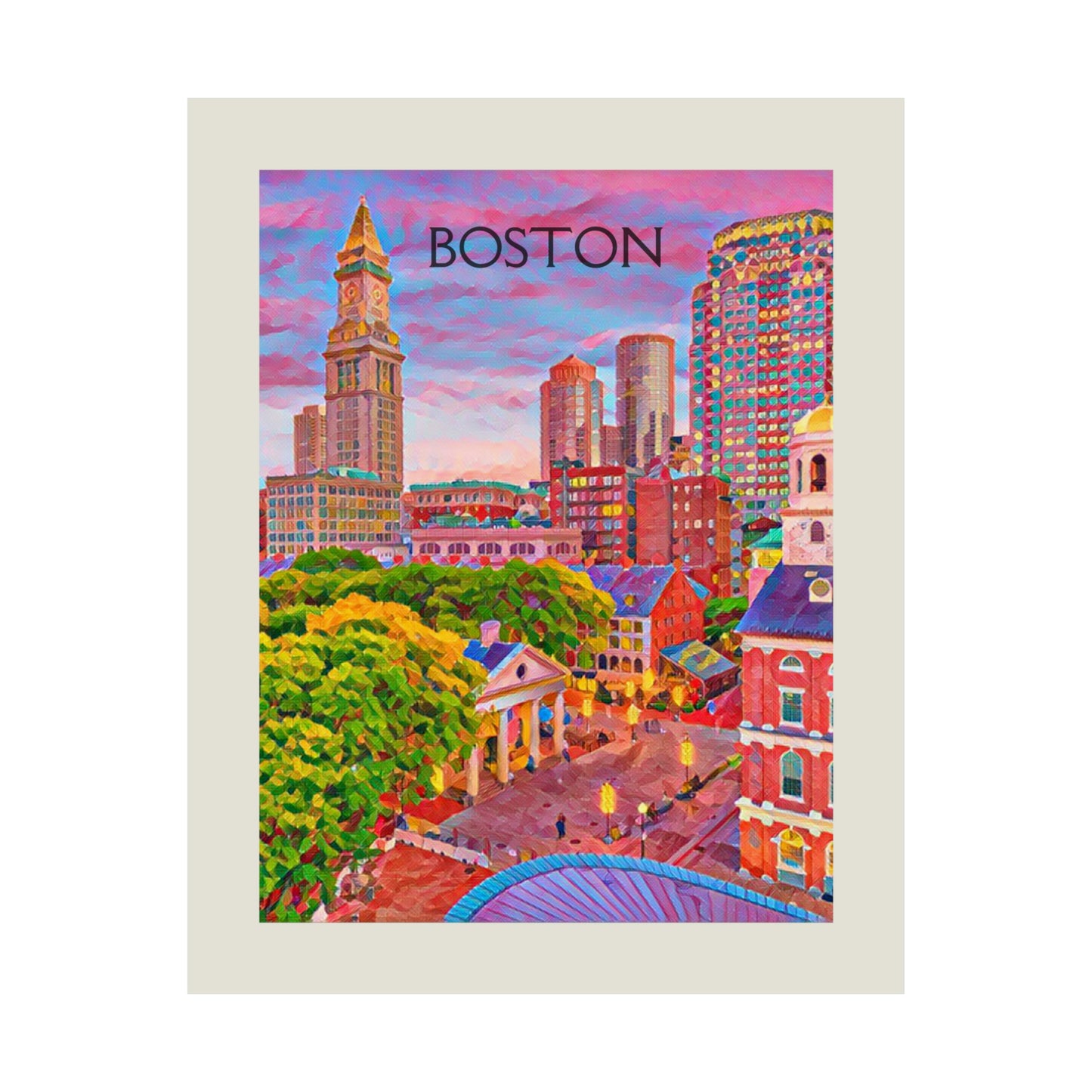 Boston Massachusetts City Painting Poster