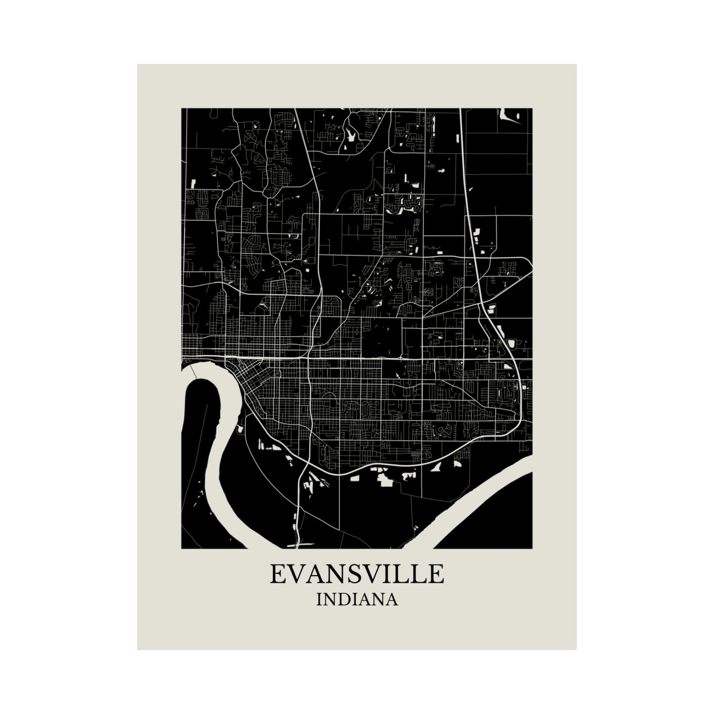 Evansville Indiana Map Print