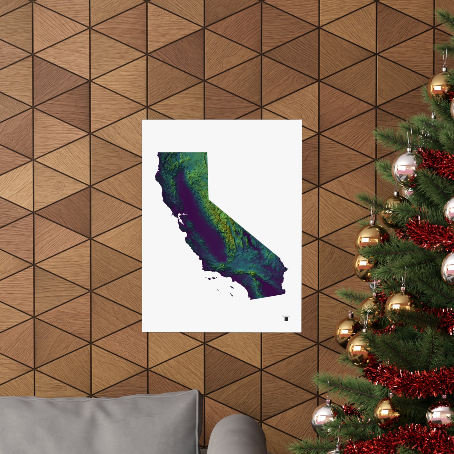 California Elevation Map Poster