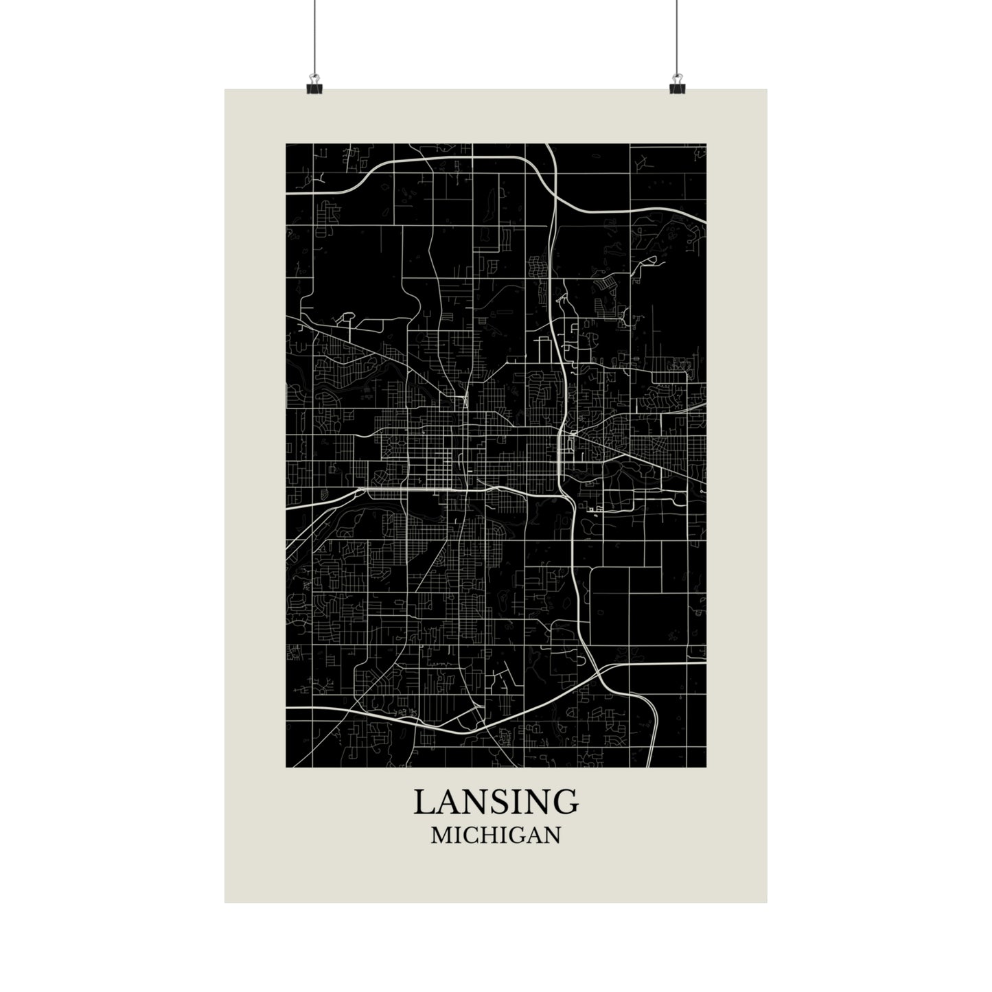 Lansing Michigan Map Print