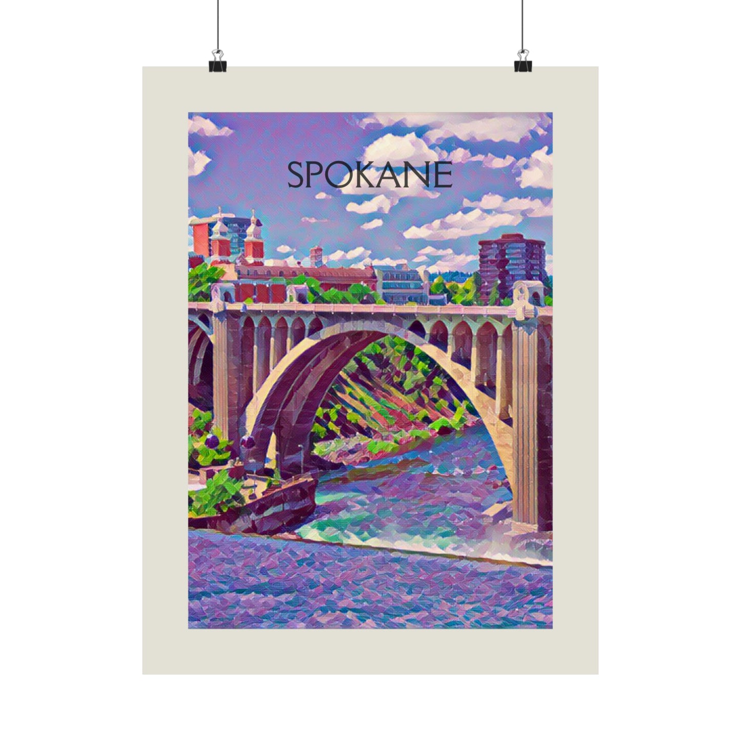 Spokane Washington City Painting Poster