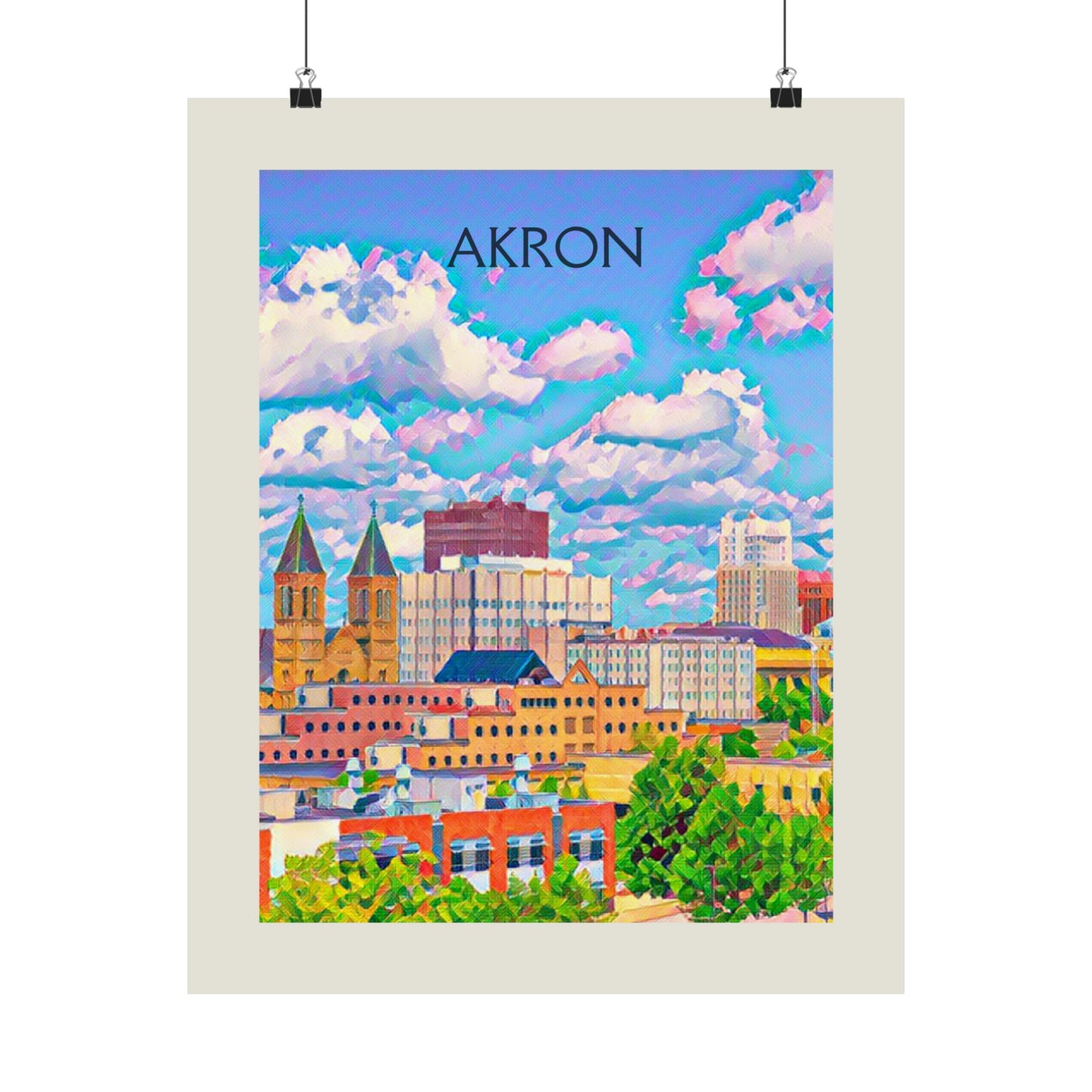 Akron Ohio City Painting Poster