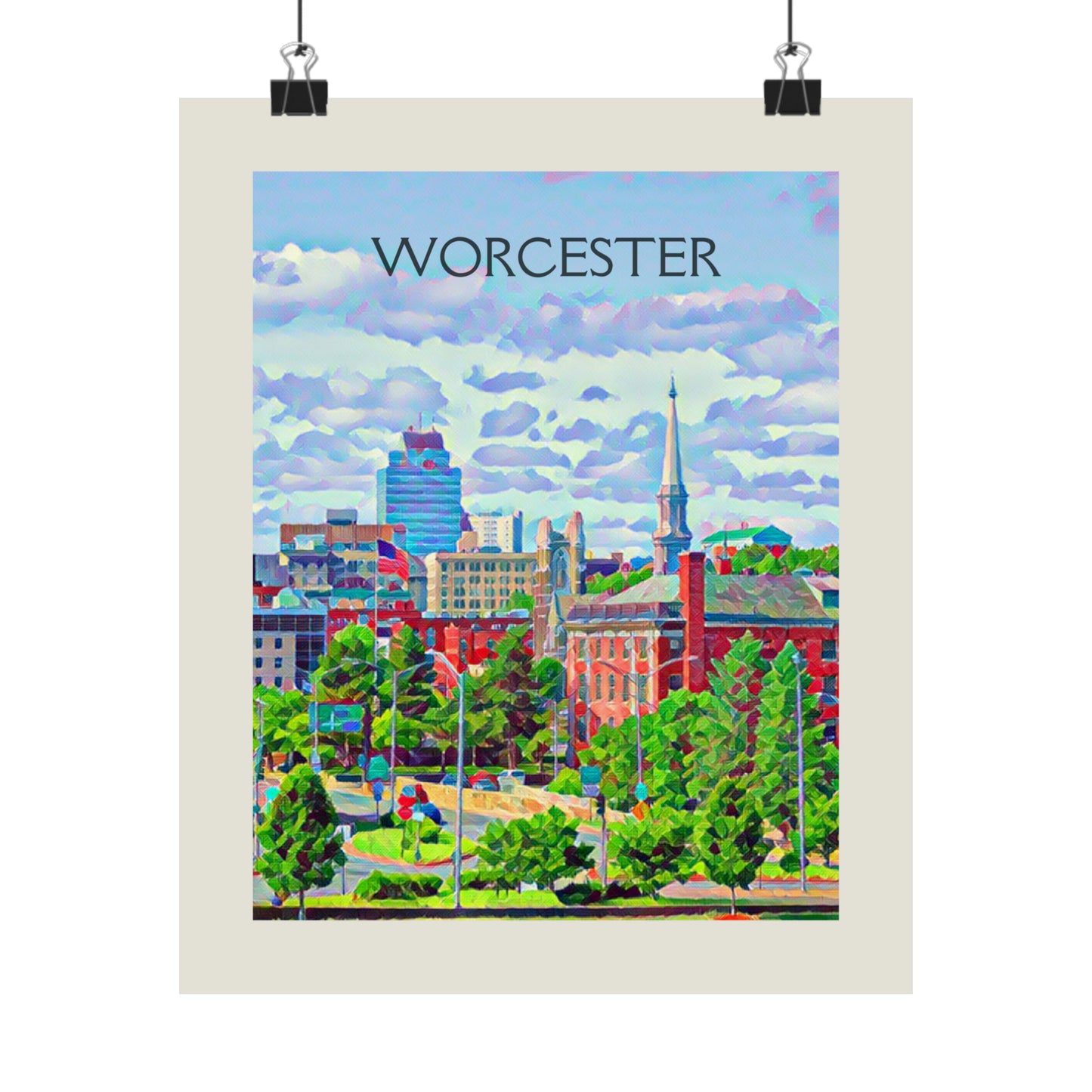 Worcester Massachusetts City Painting Poster