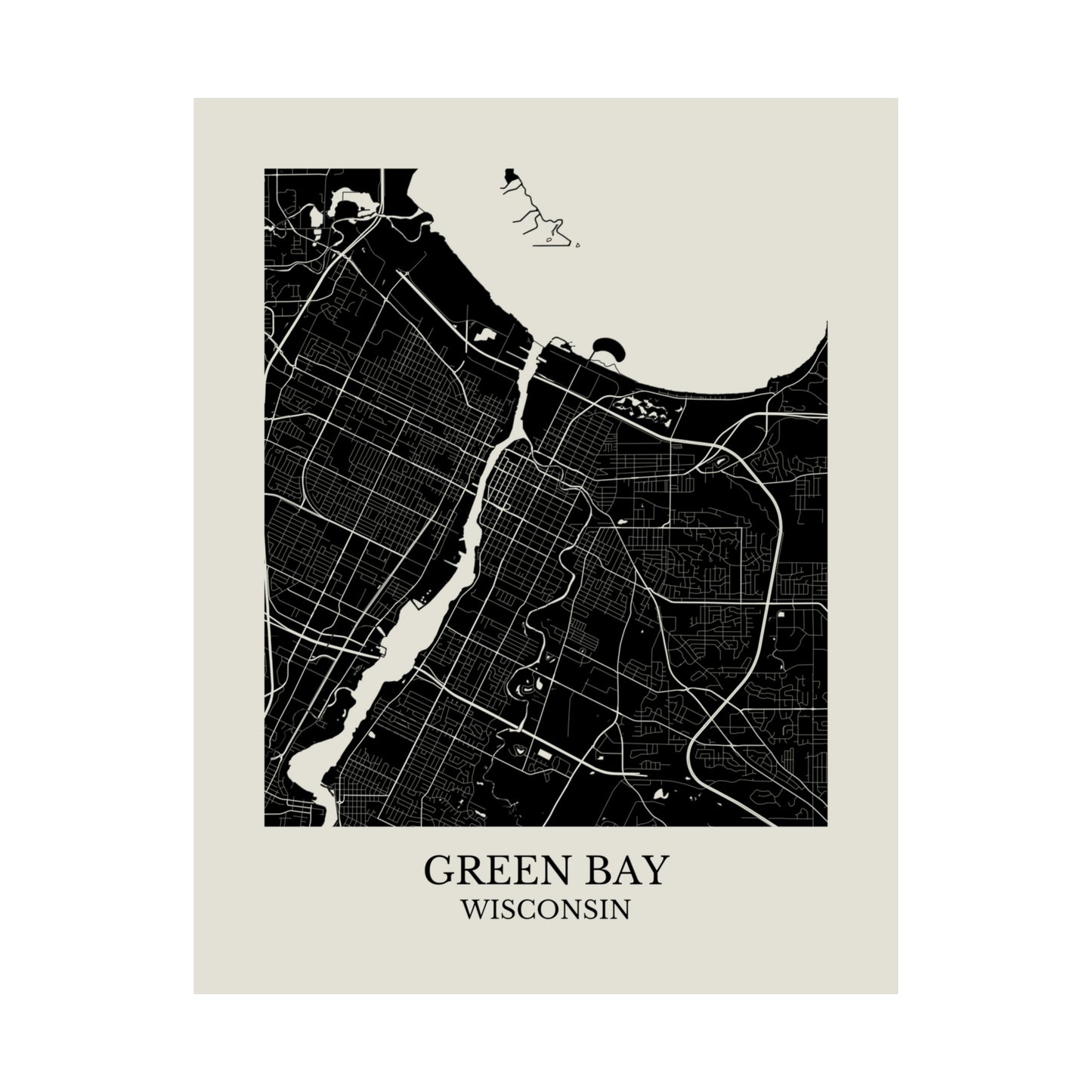 Green Bay Wisconsin Map Print