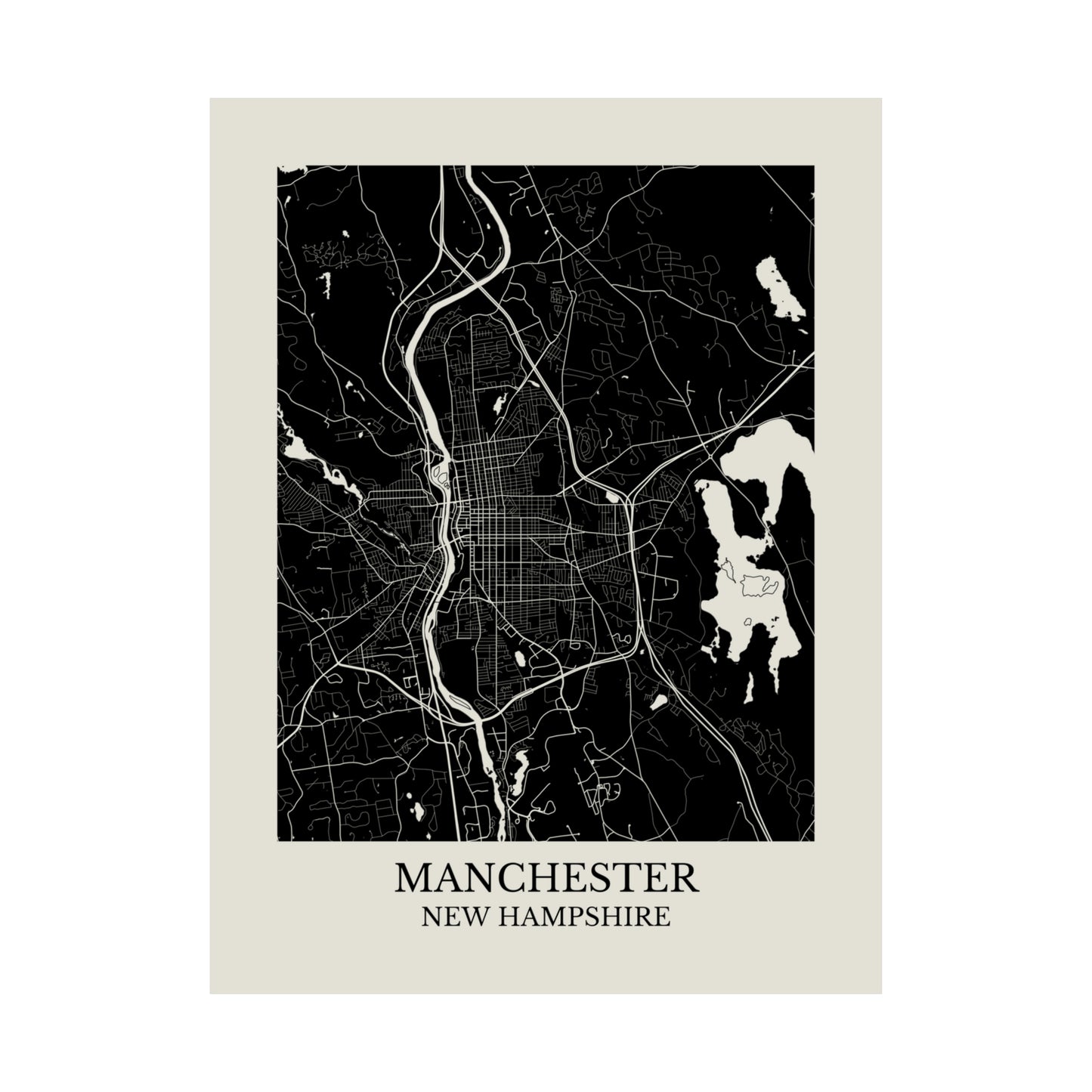 Manchester New Hampshire Map Print