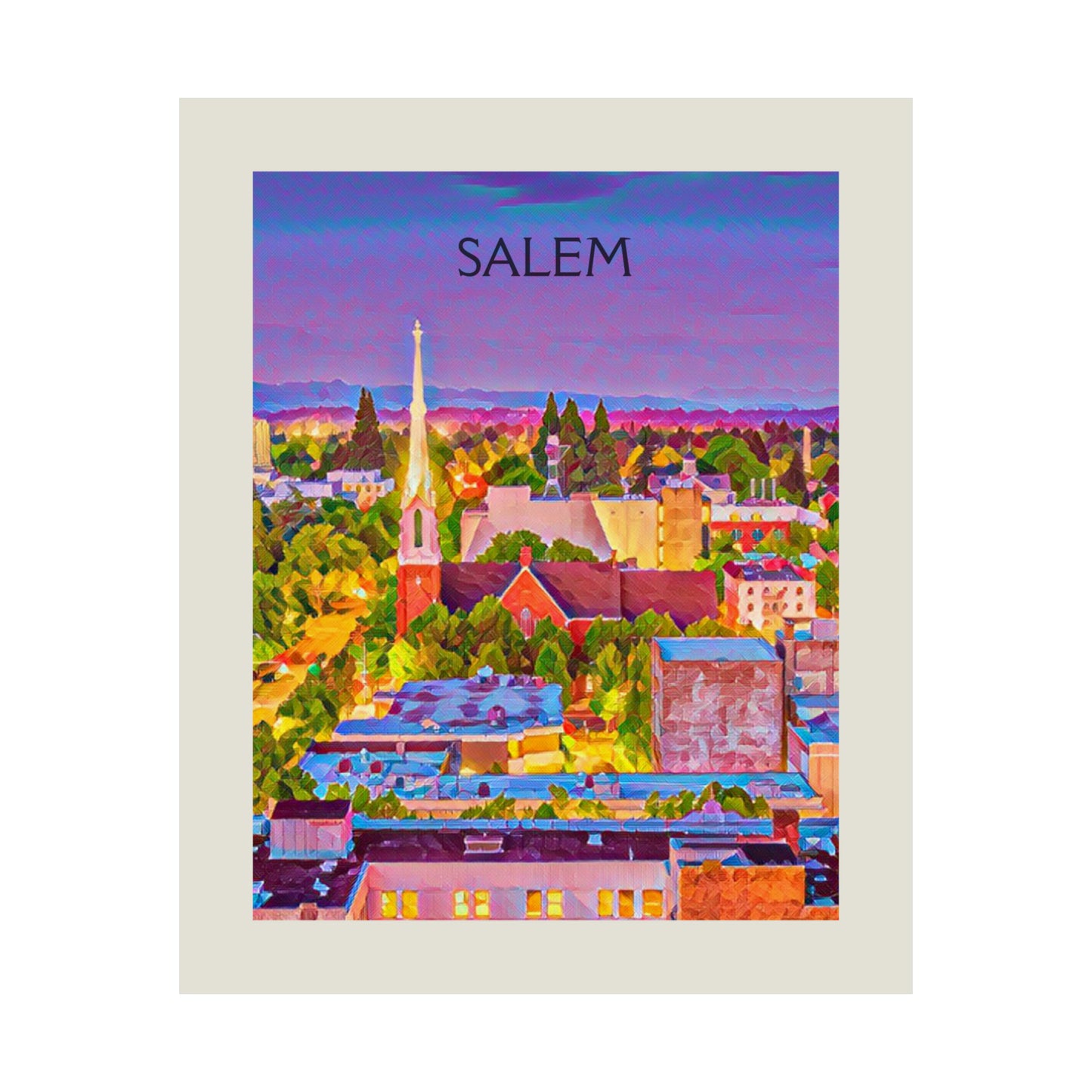 Salem Oregon City Painting Poster