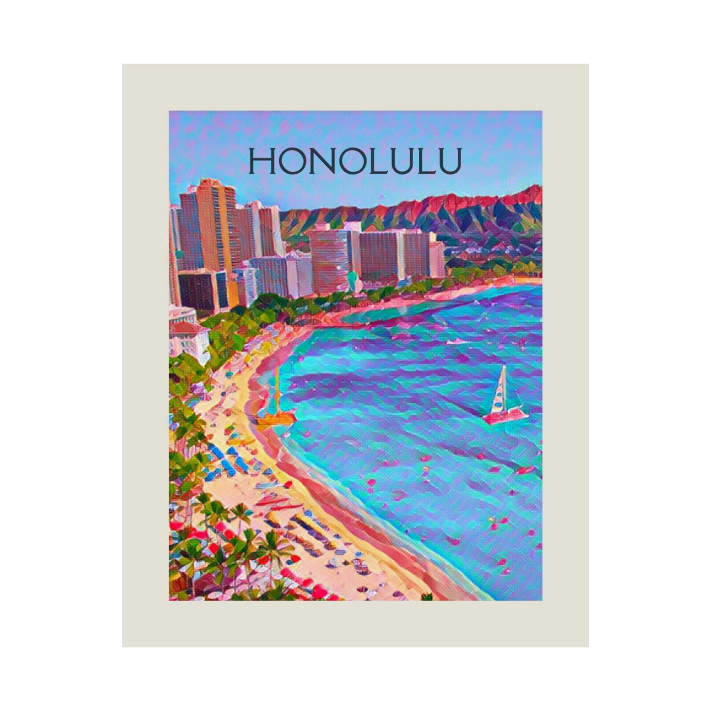 Honolulu Hawaii City Painting Poster