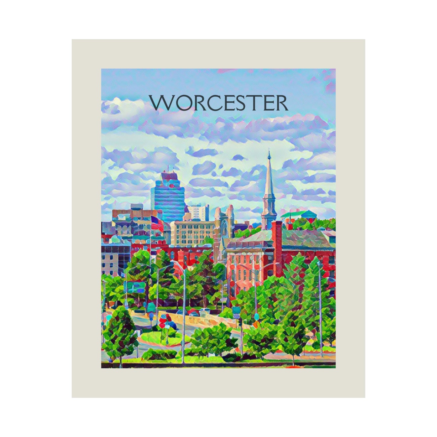 Worcester Massachusetts City Painting Poster