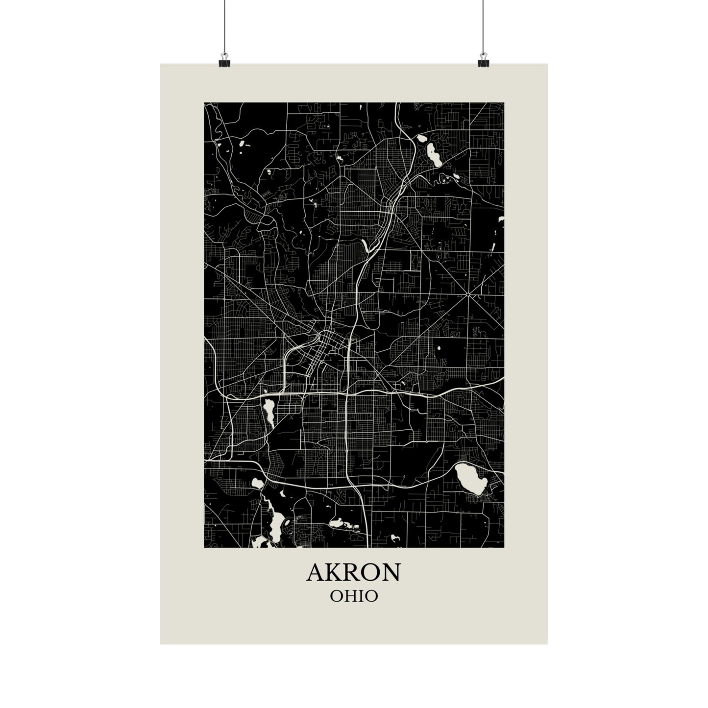 Akron Ohio Map Print