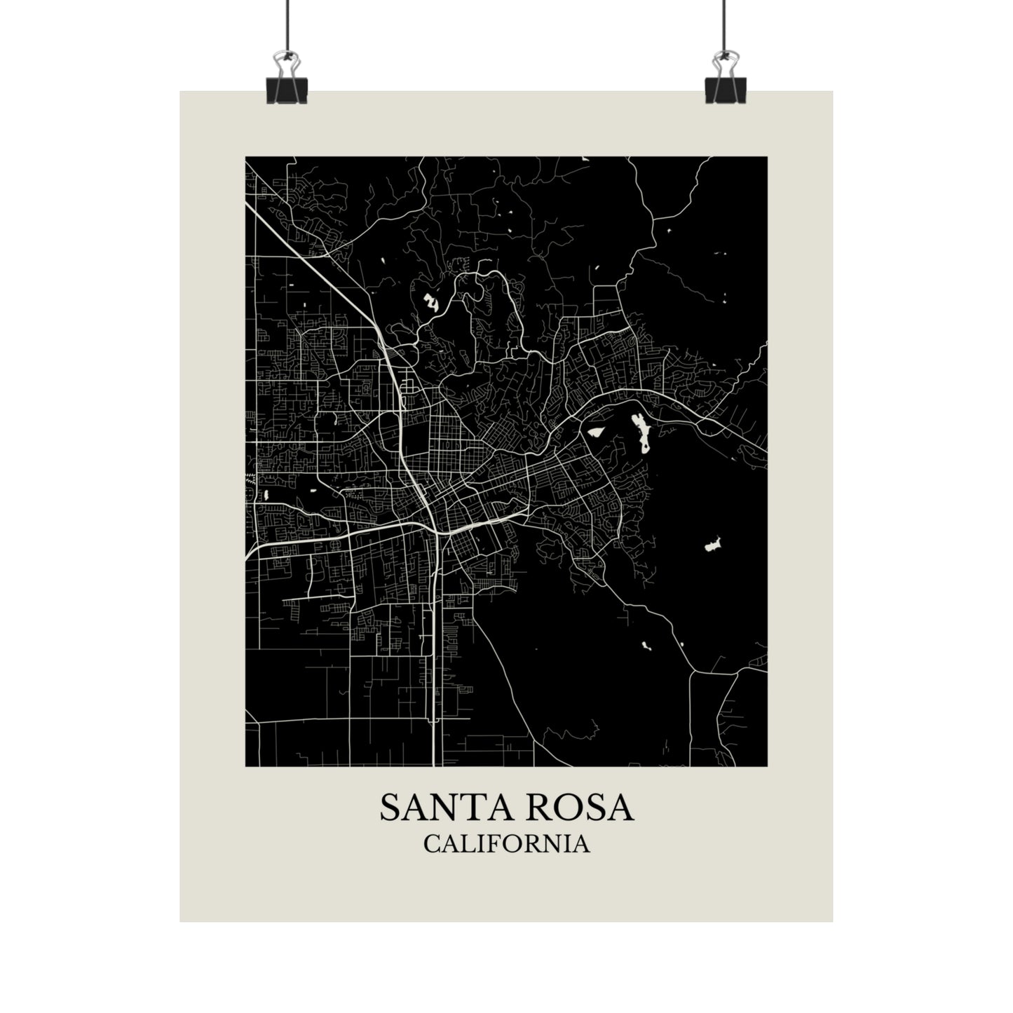 Santa Rosa California Map Print