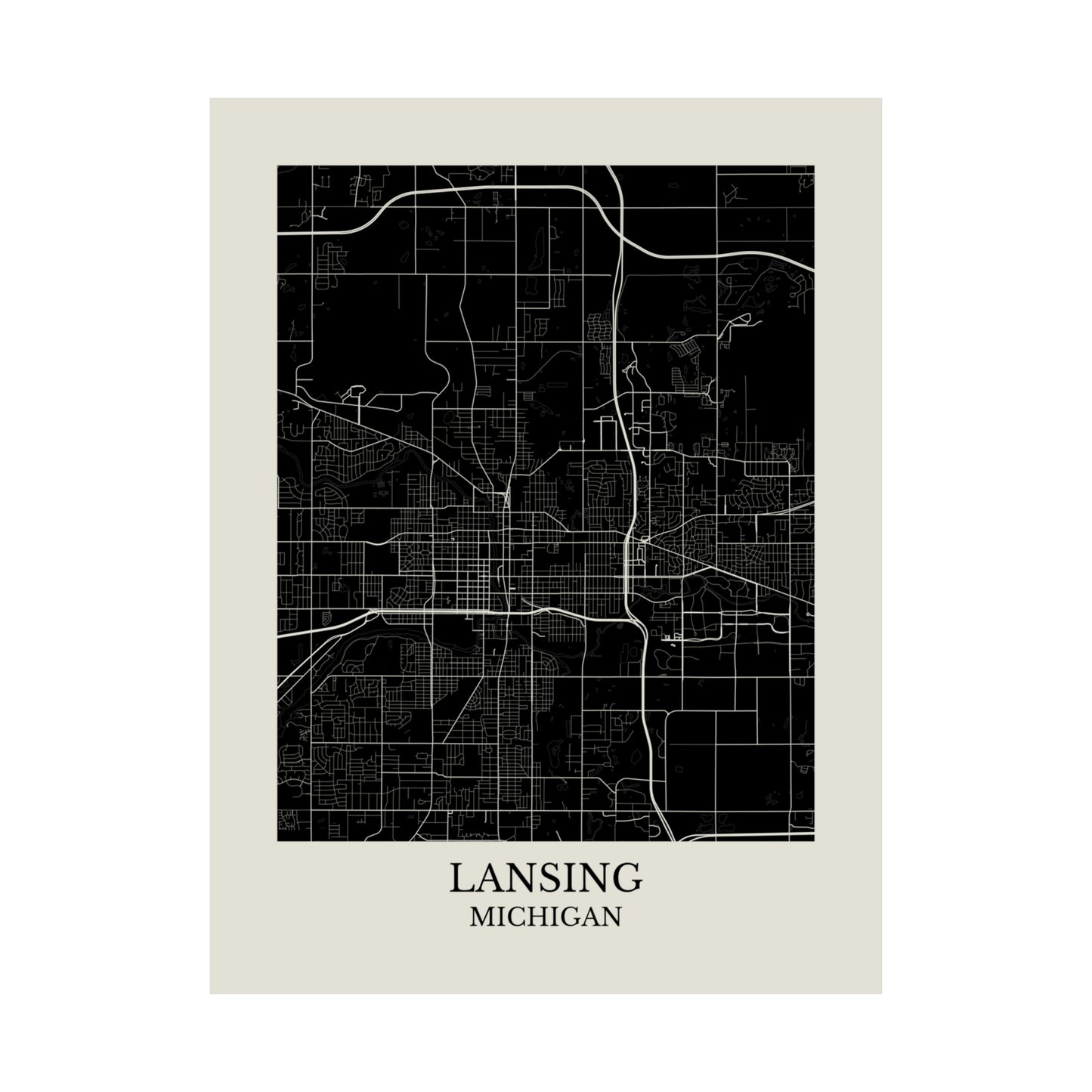 Lansing Michigan Map Print