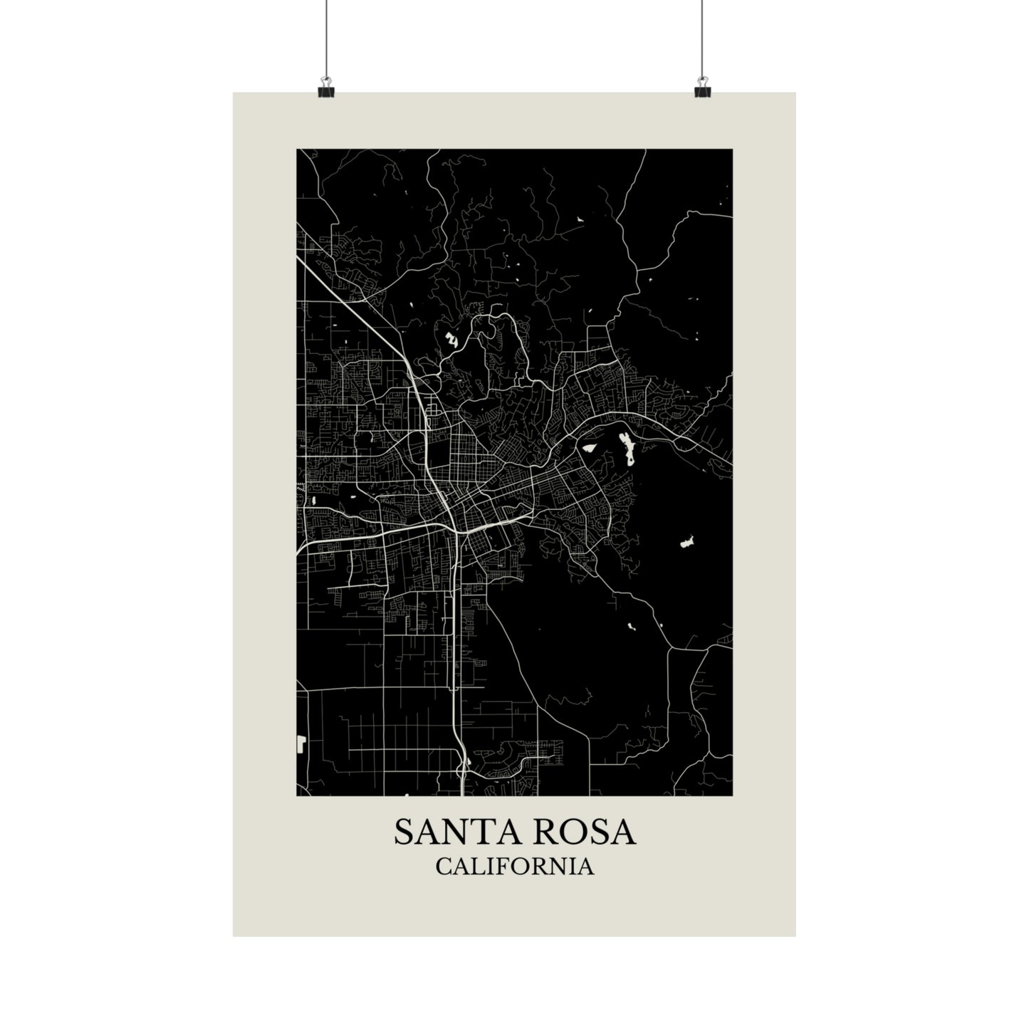 Santa Rosa California Map Print