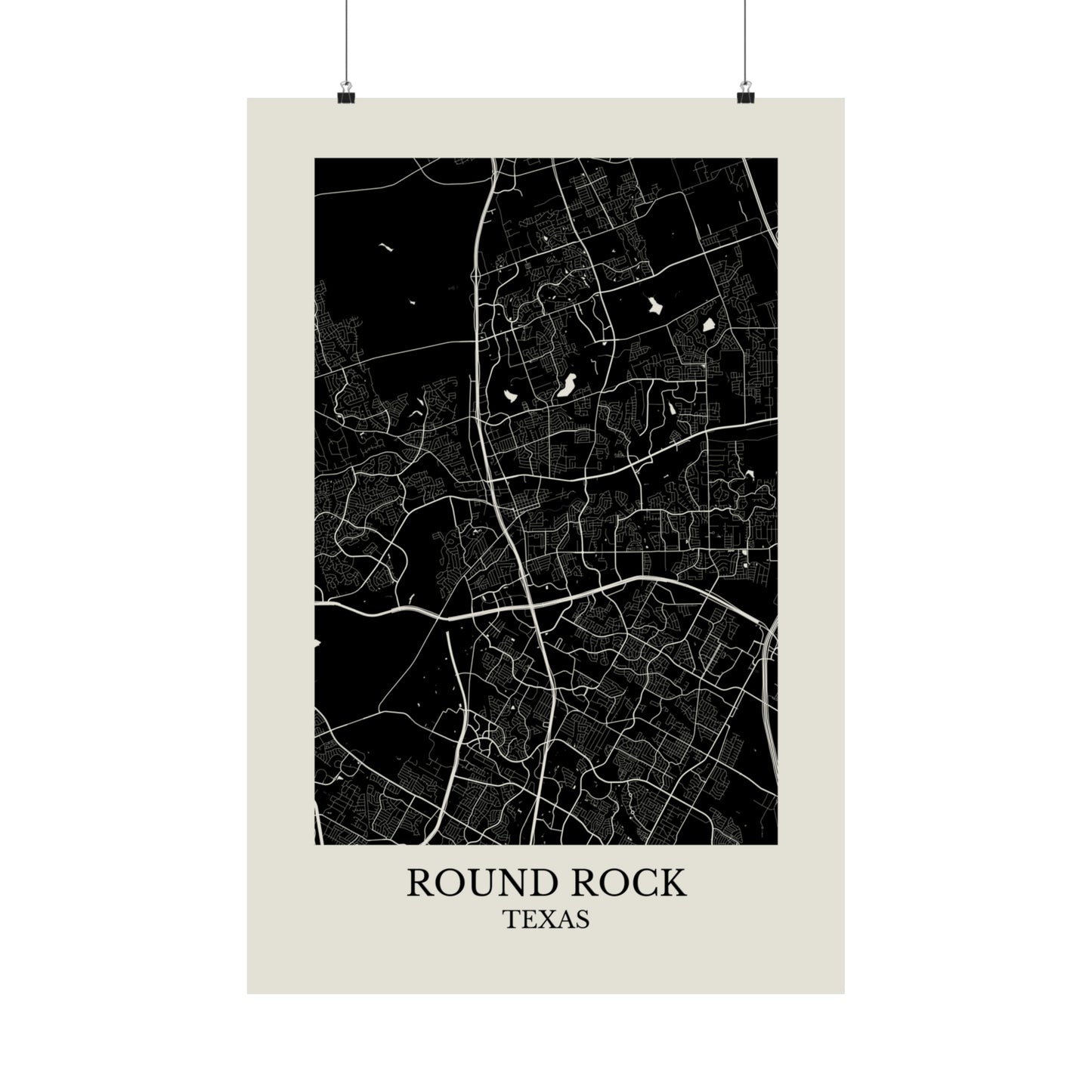 Round Rock Texas Map Print