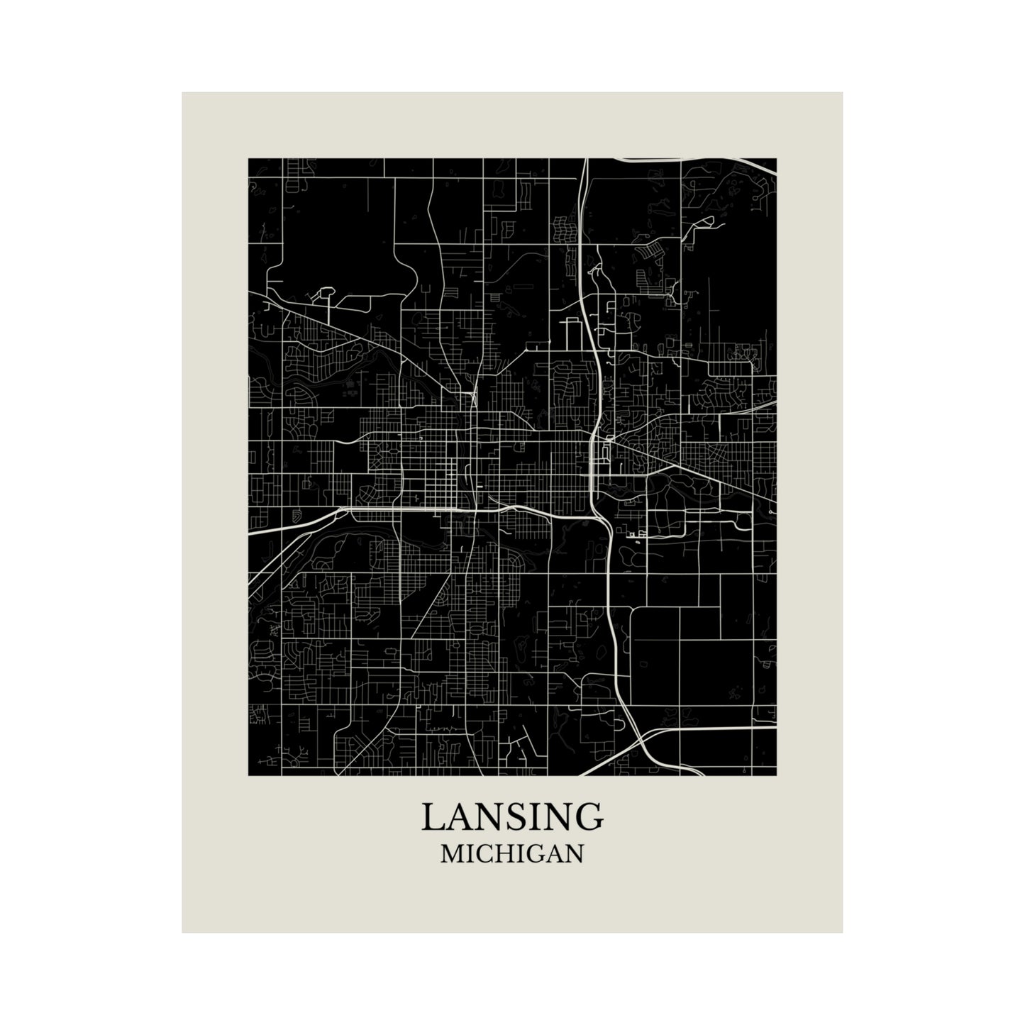 Lansing Michigan Map Print