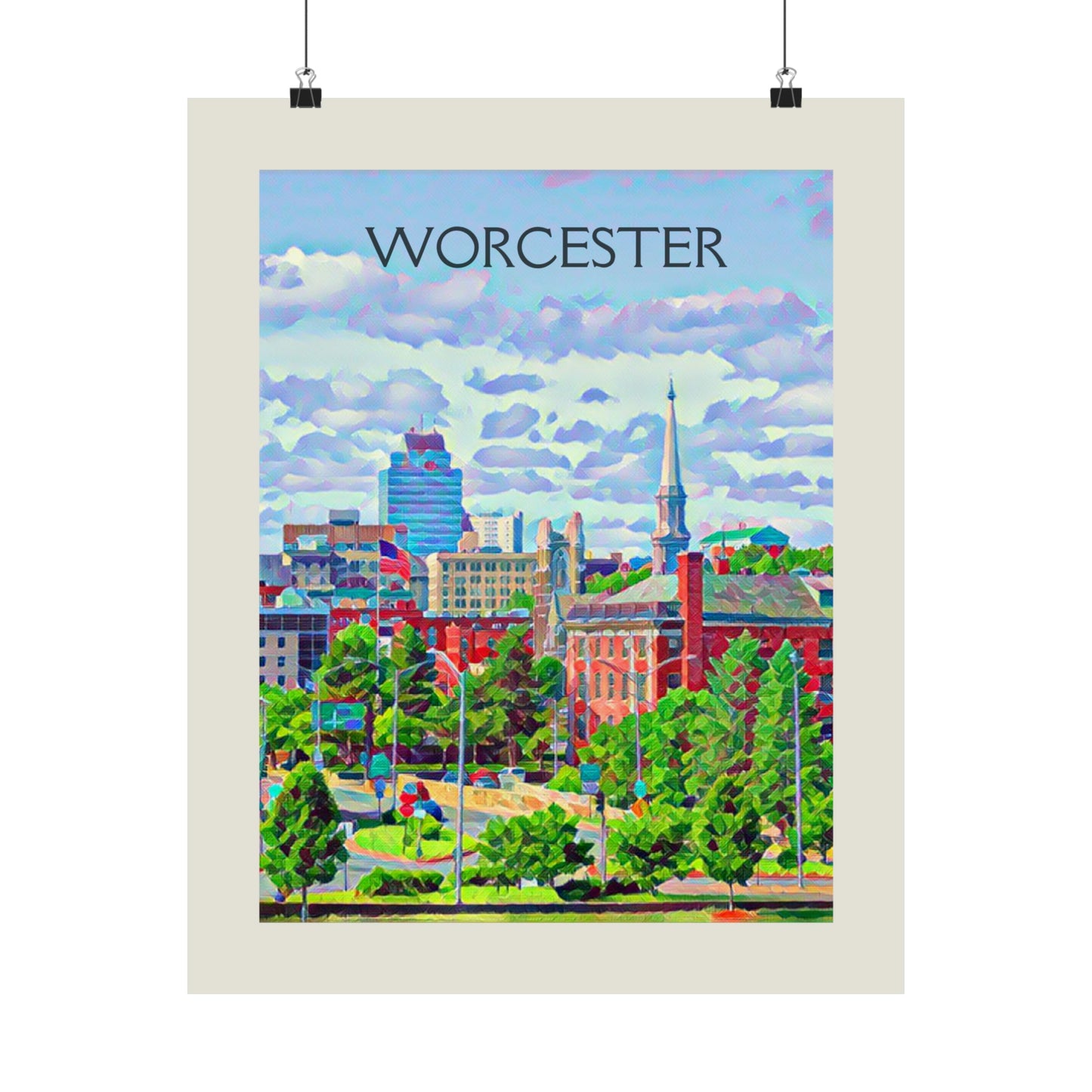 Worcester Massachusetts City Painting Poster