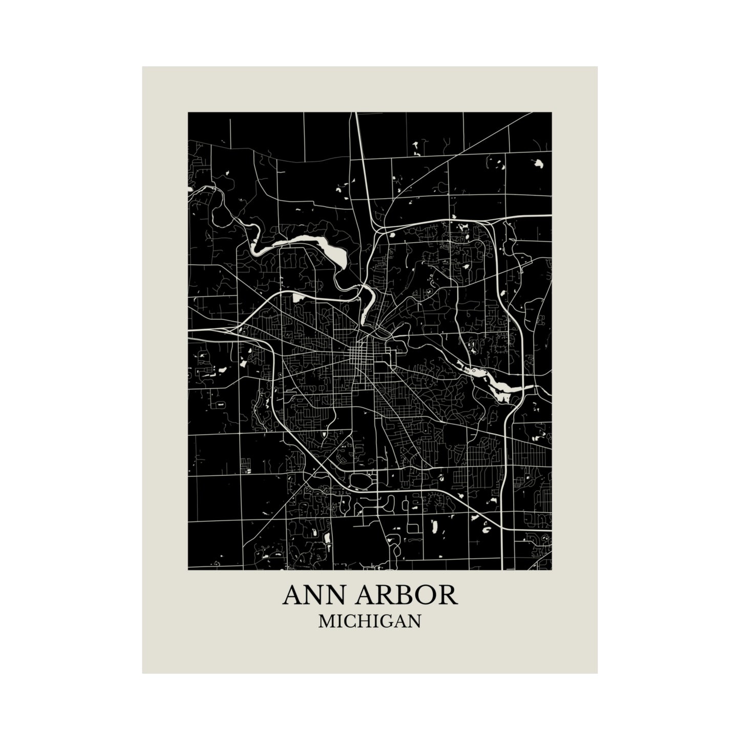 Ann Arbor Michigan Map Print