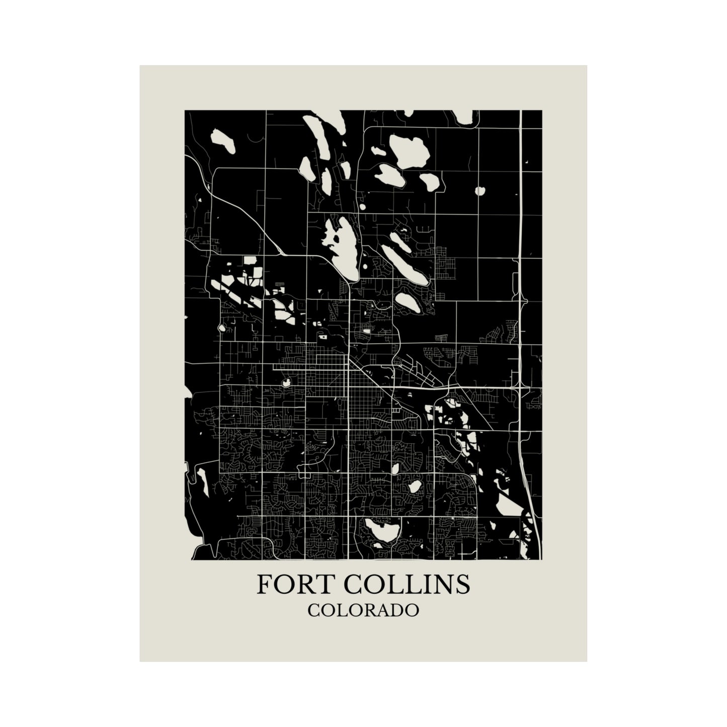 Fort Collins Colorado Map Print