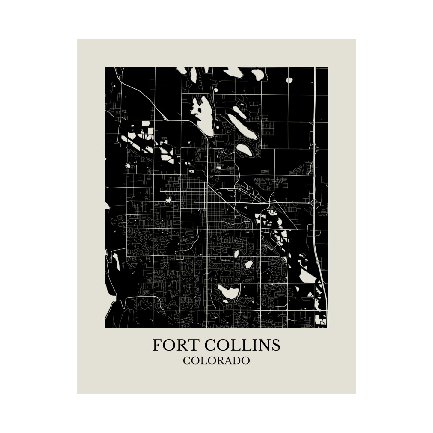 Fort Collins Colorado Map Print