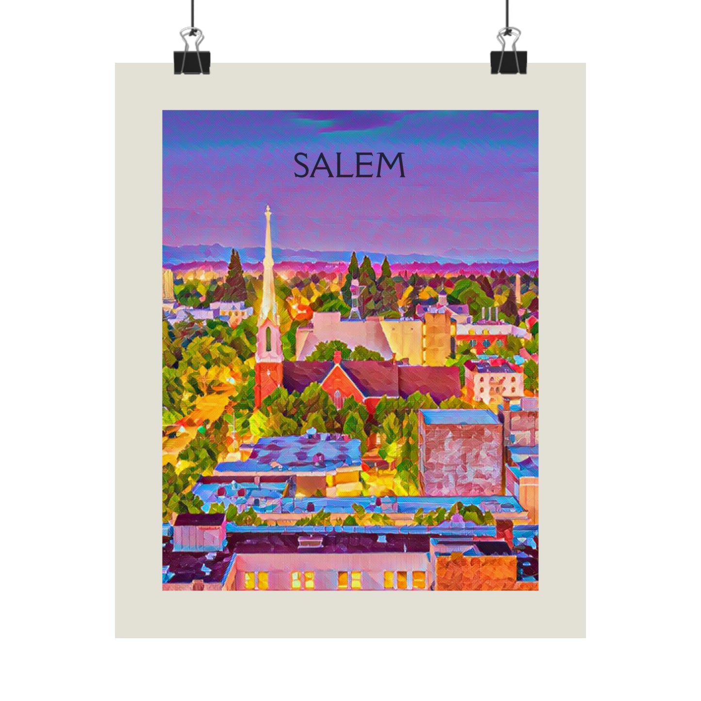 Salem Oregon City Painting Poster