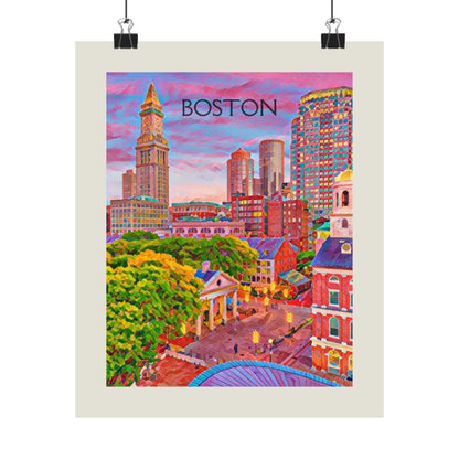 Boston Massachusetts City Painting Poster