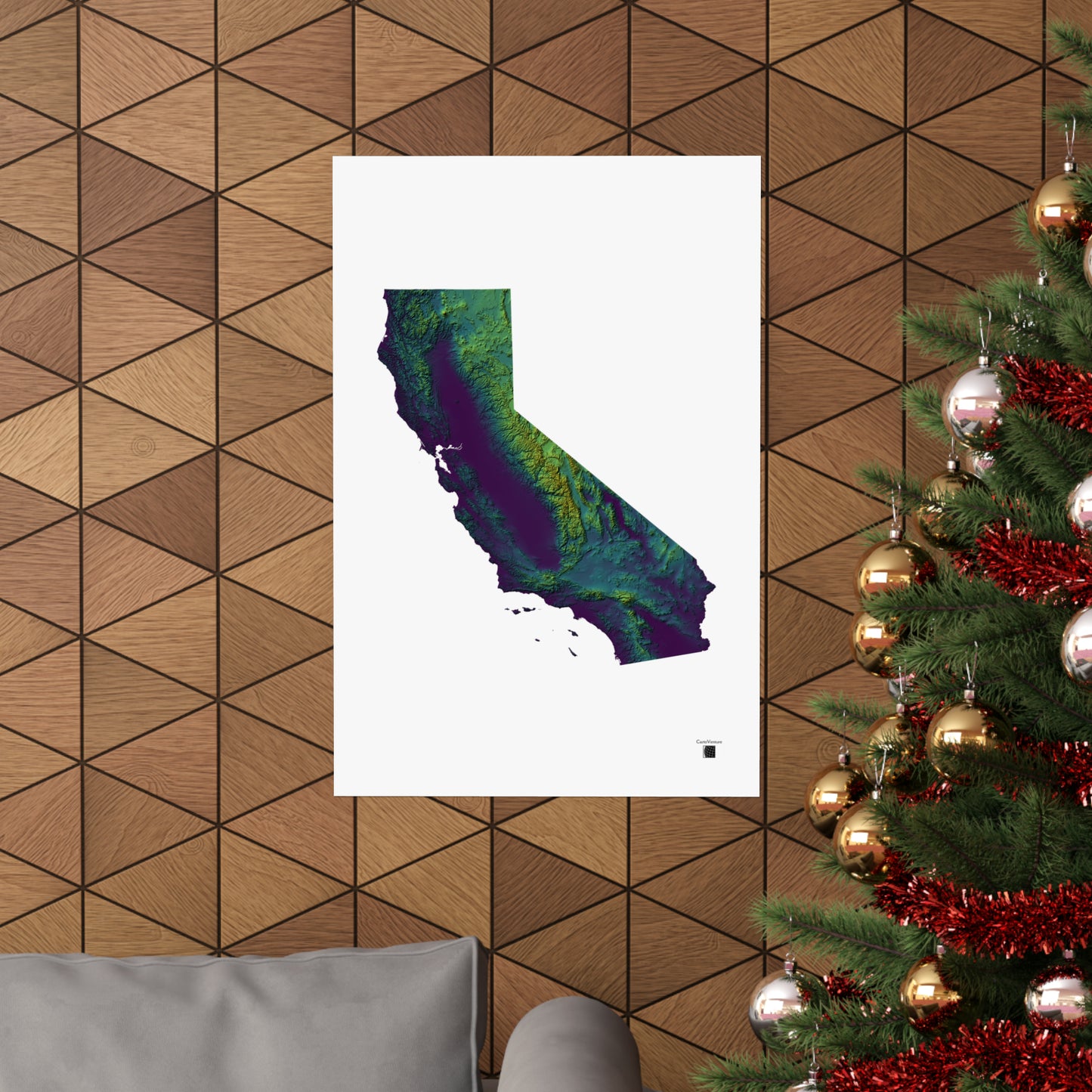 California Elevation Map Poster