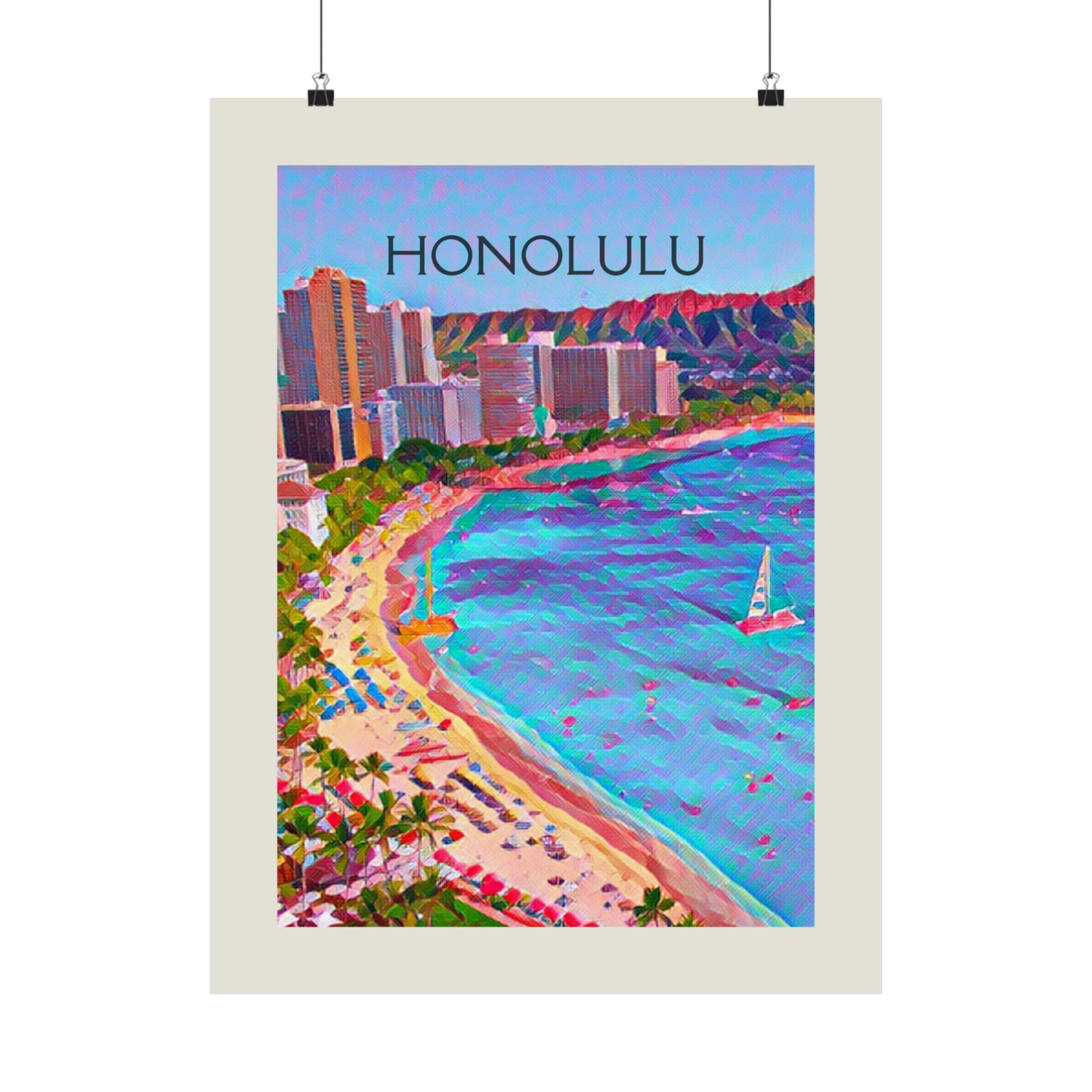 Honolulu Hawaii City Painting Poster